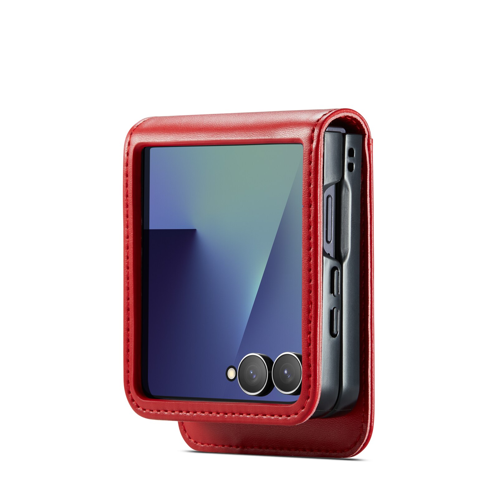 Custodia a portafoglio in vera pelle Samsung Galaxy Z Flip 7, Rosso
