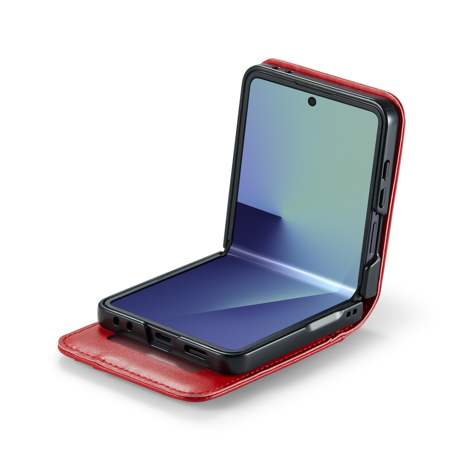 Custodia a portafoglio in vera pelle Samsung Galaxy Z Flip 7, Rosso