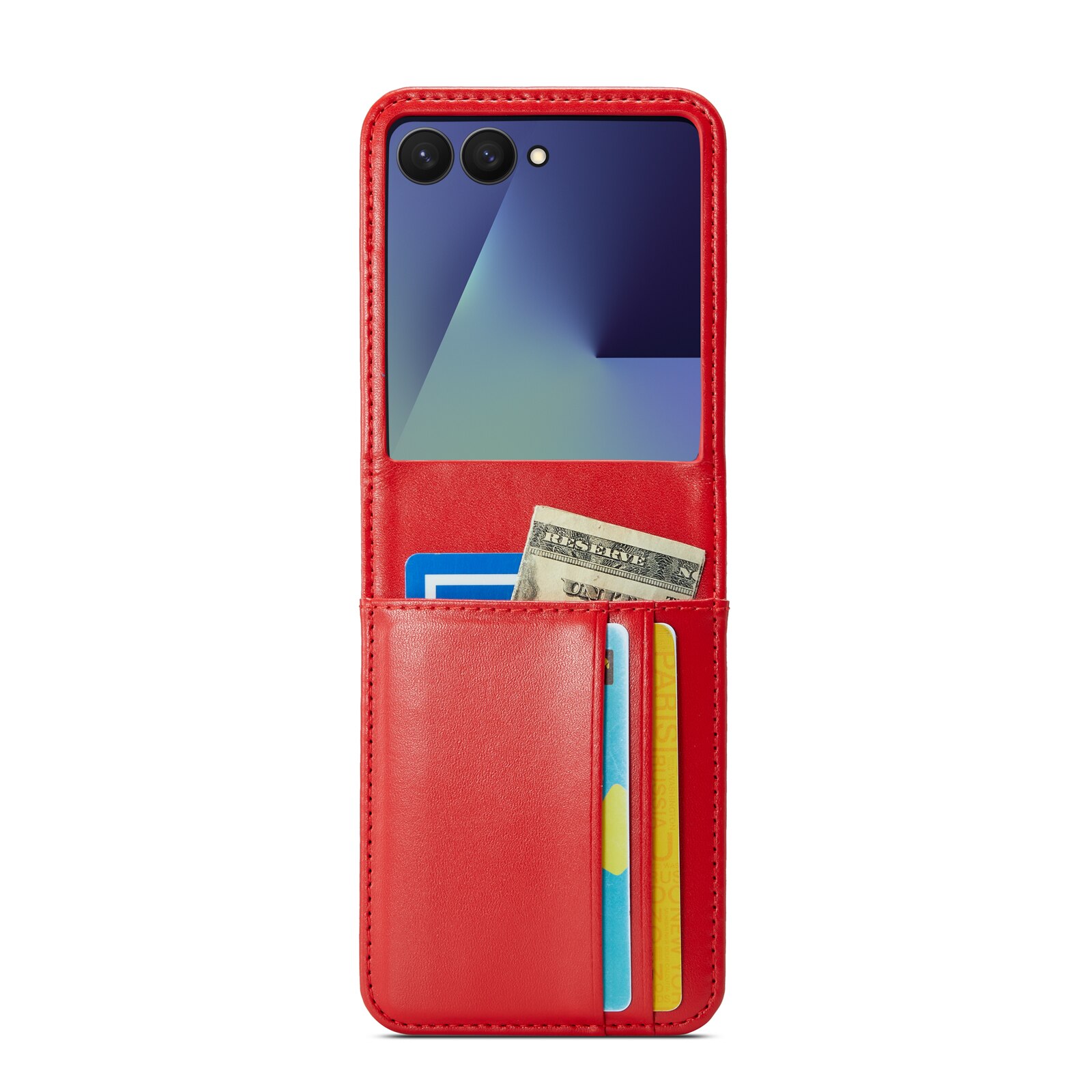 Custodia a portafoglio in vera pelle Samsung Galaxy Z Flip 7, Rosso
