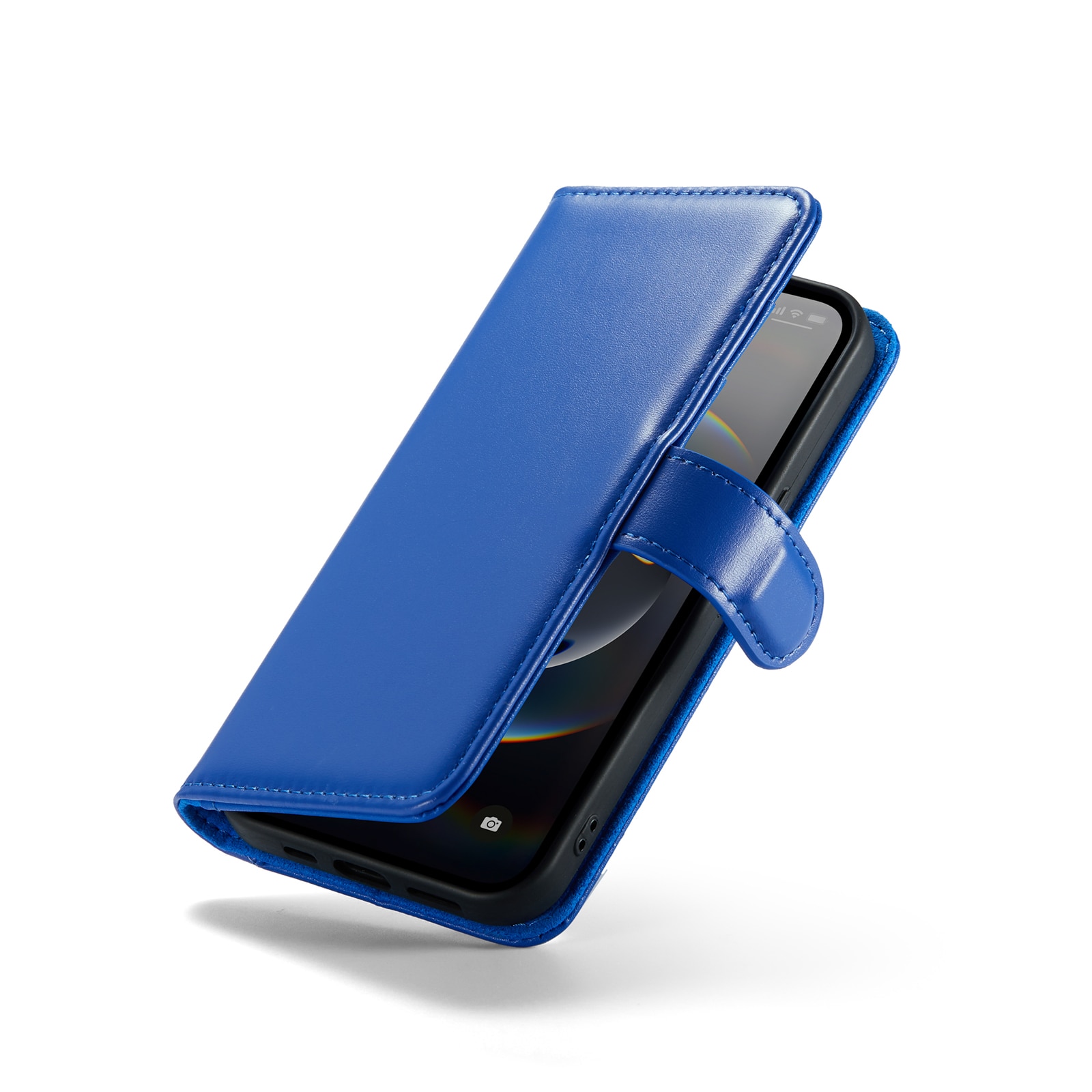 Custodia a portafoglio in vera pelle iPhone 16e, Blu