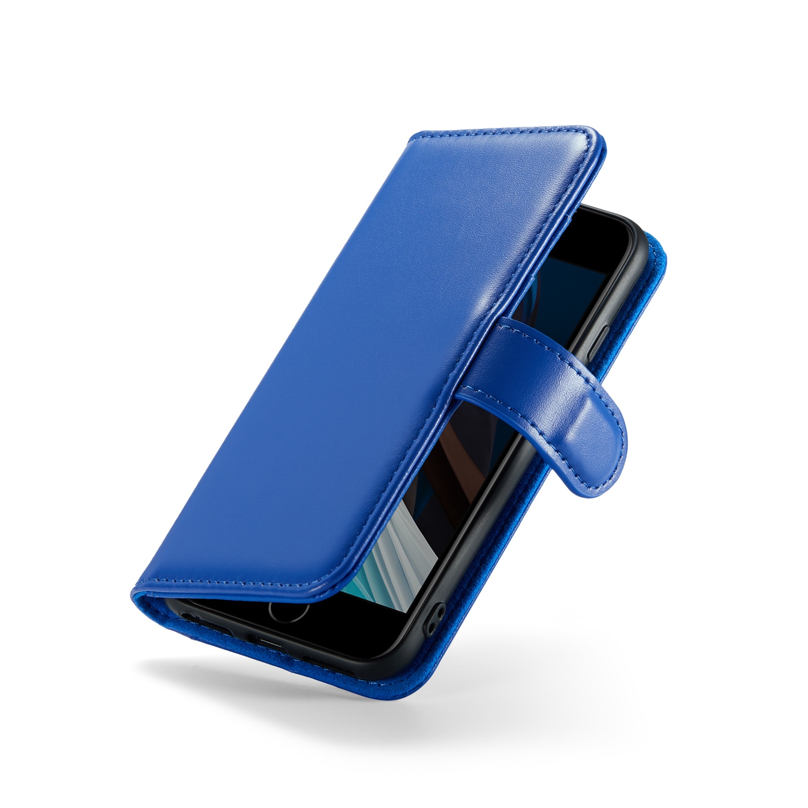 Custodia a portafoglio in vera pelle iPhone 8, Blu