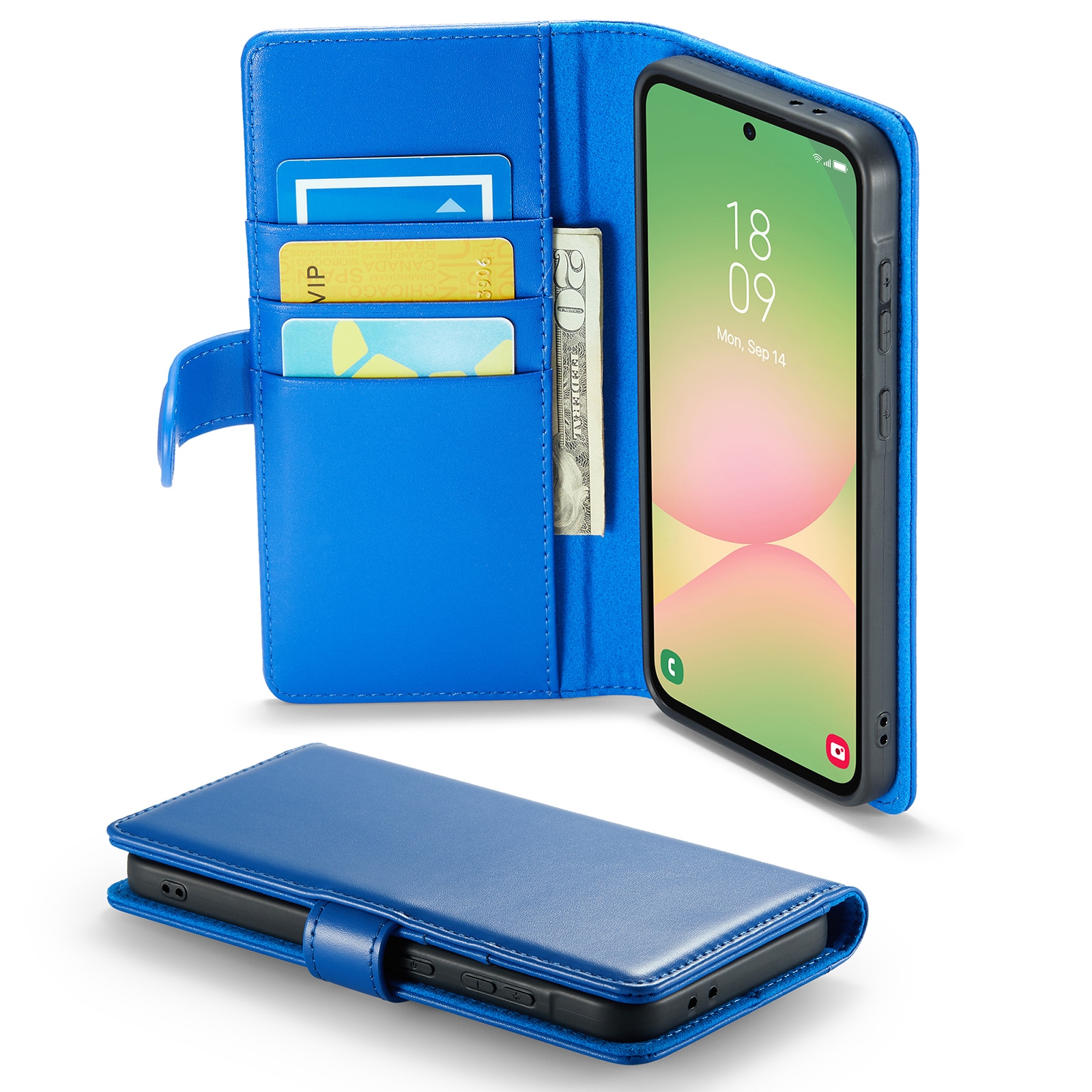 Custodia a portafoglio in vera pelle Samsung Galaxy A56, Blu
