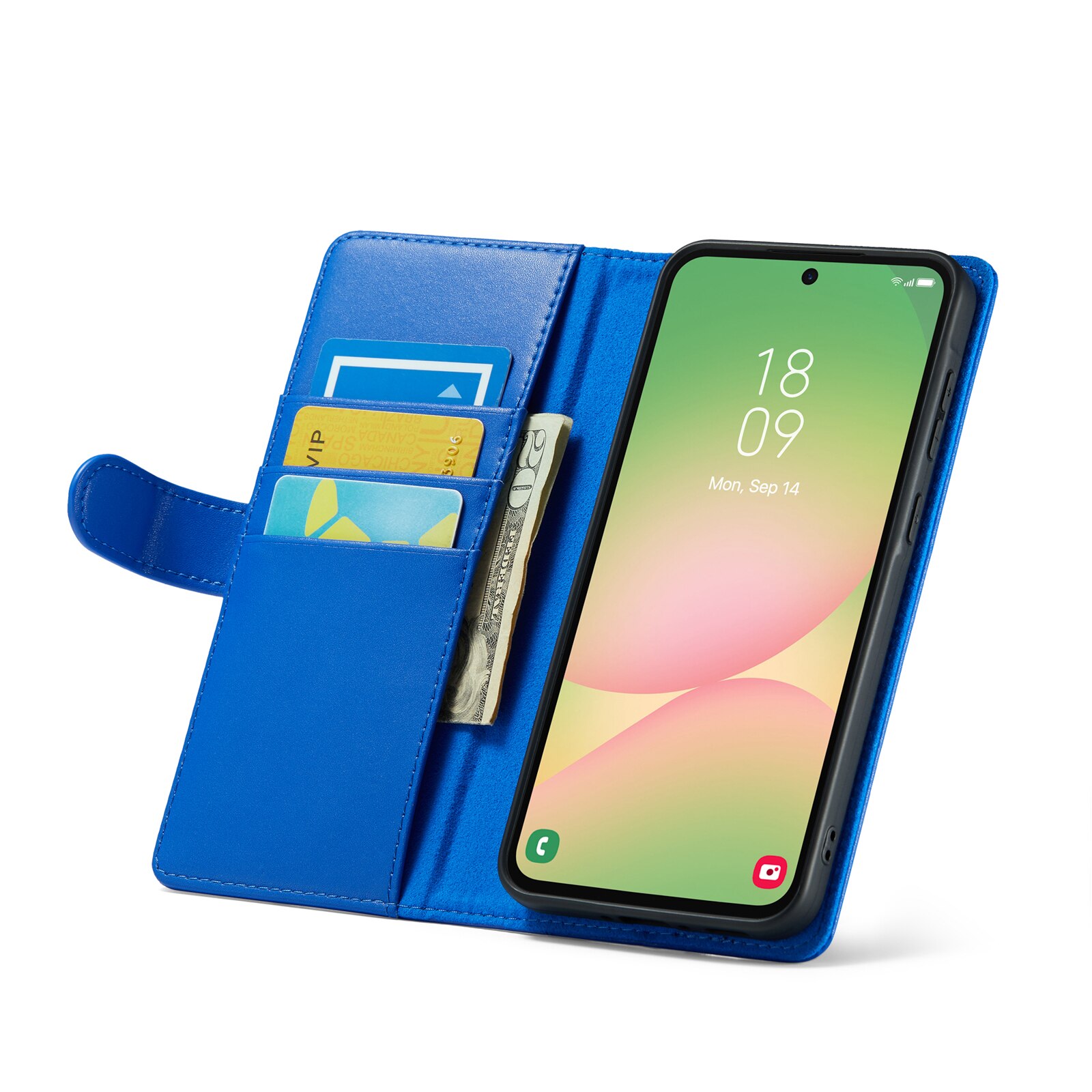 Custodia a portafoglio in vera pelle Samsung Galaxy A56, Blu