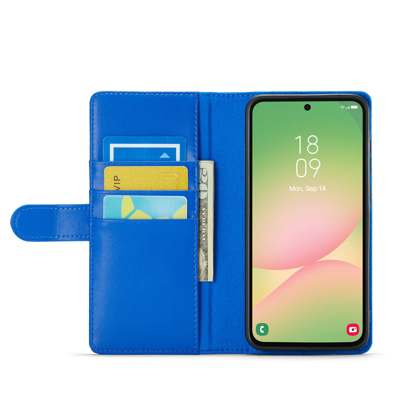 Custodia a portafoglio in vera pelle Samsung Galaxy A56, Blu