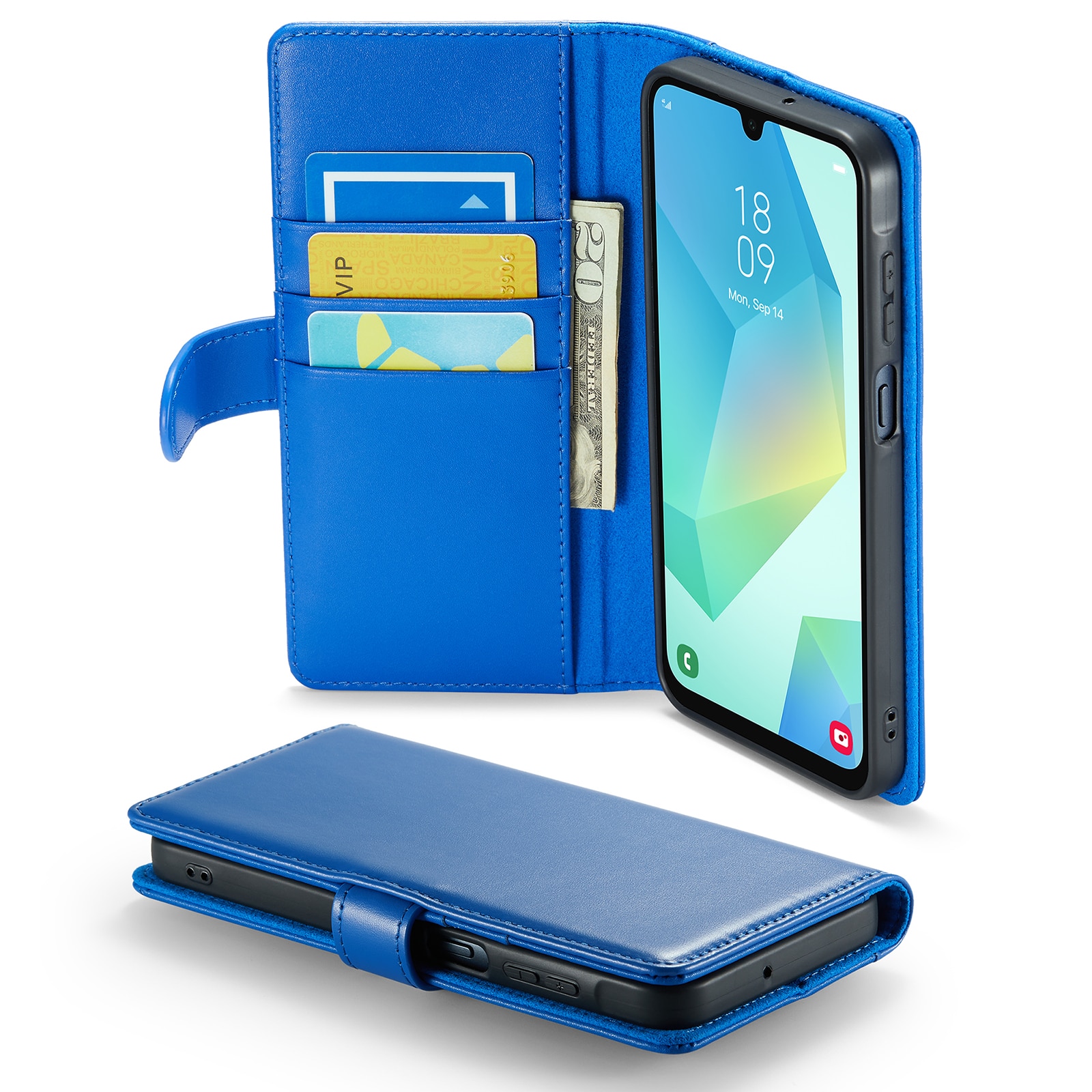 Custodia a portafoglio in vera pelle Samsung Galaxy A16, Blu