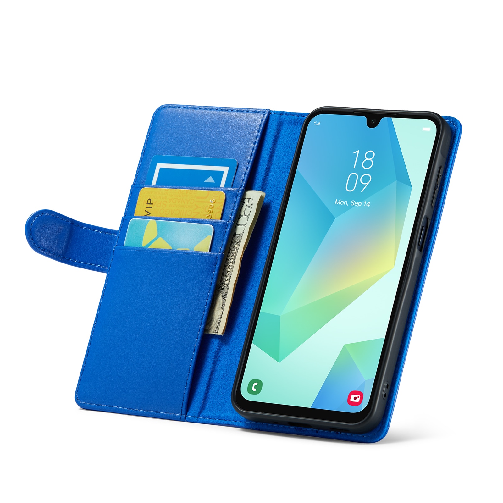 Custodia a portafoglio in vera pelle Samsung Galaxy A16, Blu