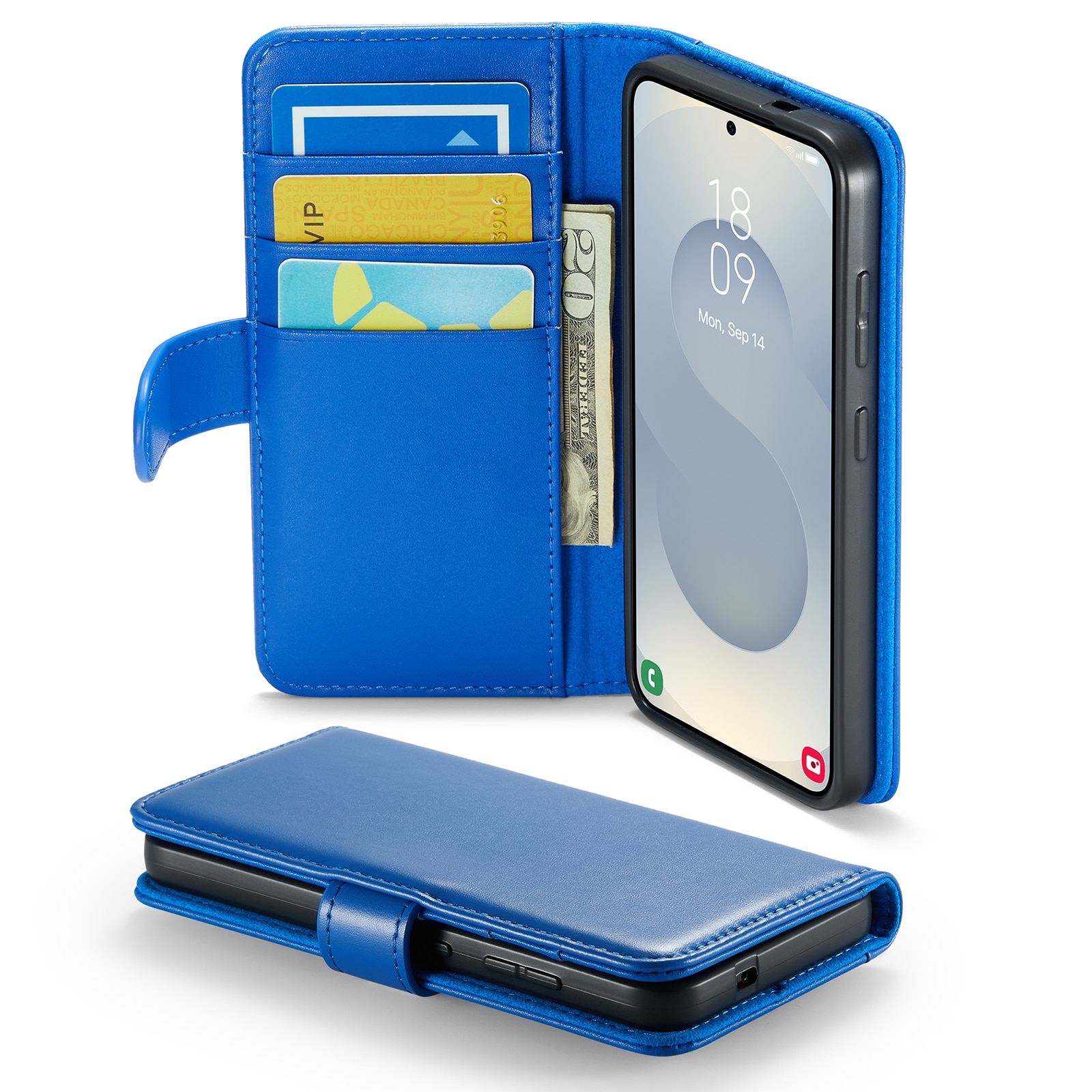 Custodia a portafoglio in vera pelle Samsung Galaxy A17, Blu