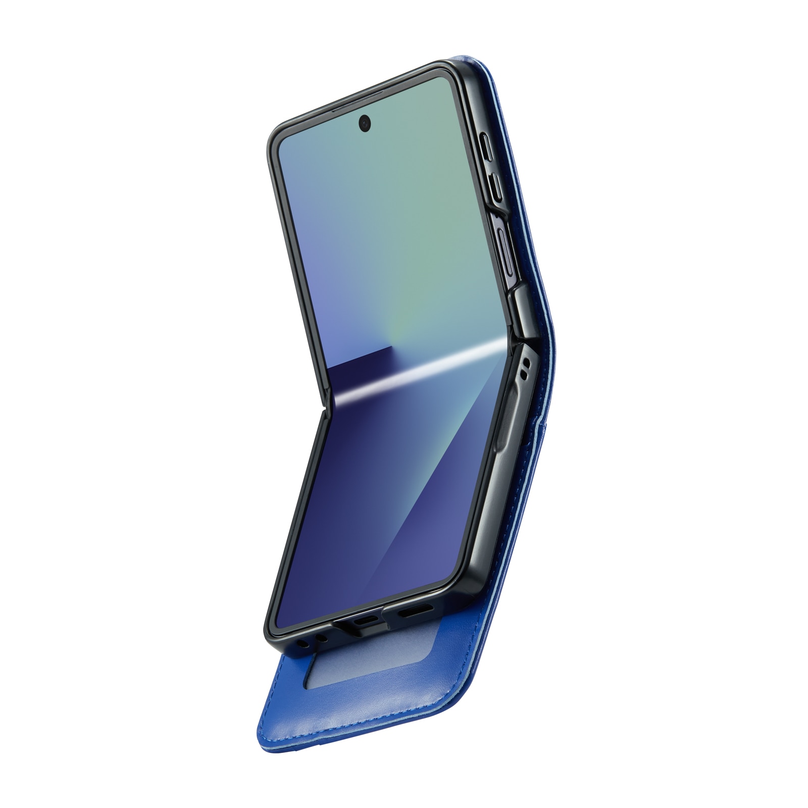 Custodia a portafoglio in vera pelle Samsung Galaxy Z Flip 7, Blu