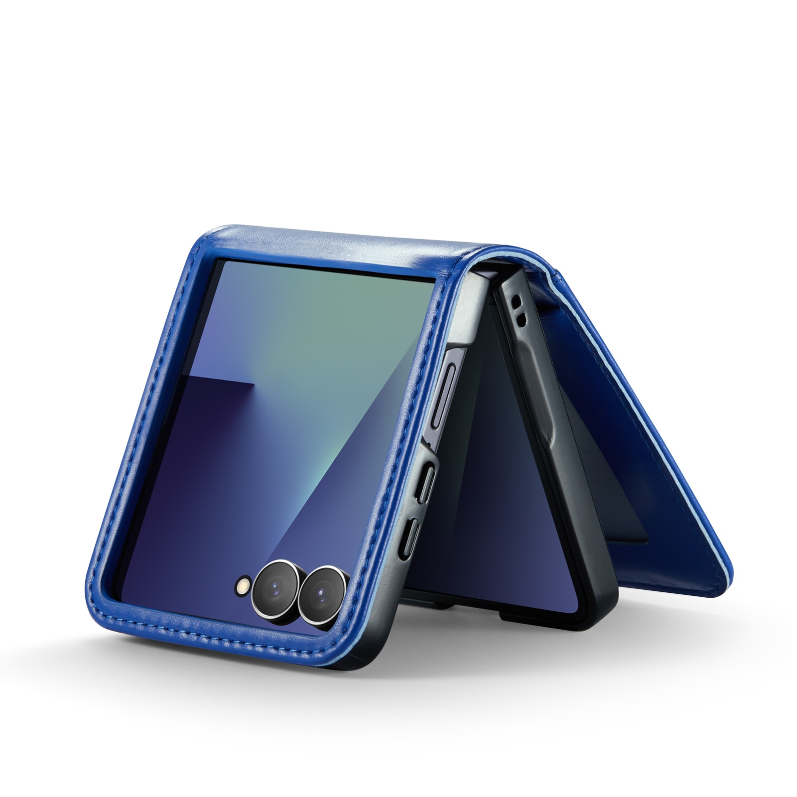 Custodia a portafoglio in vera pelle Samsung Galaxy Z Flip 7, Blu