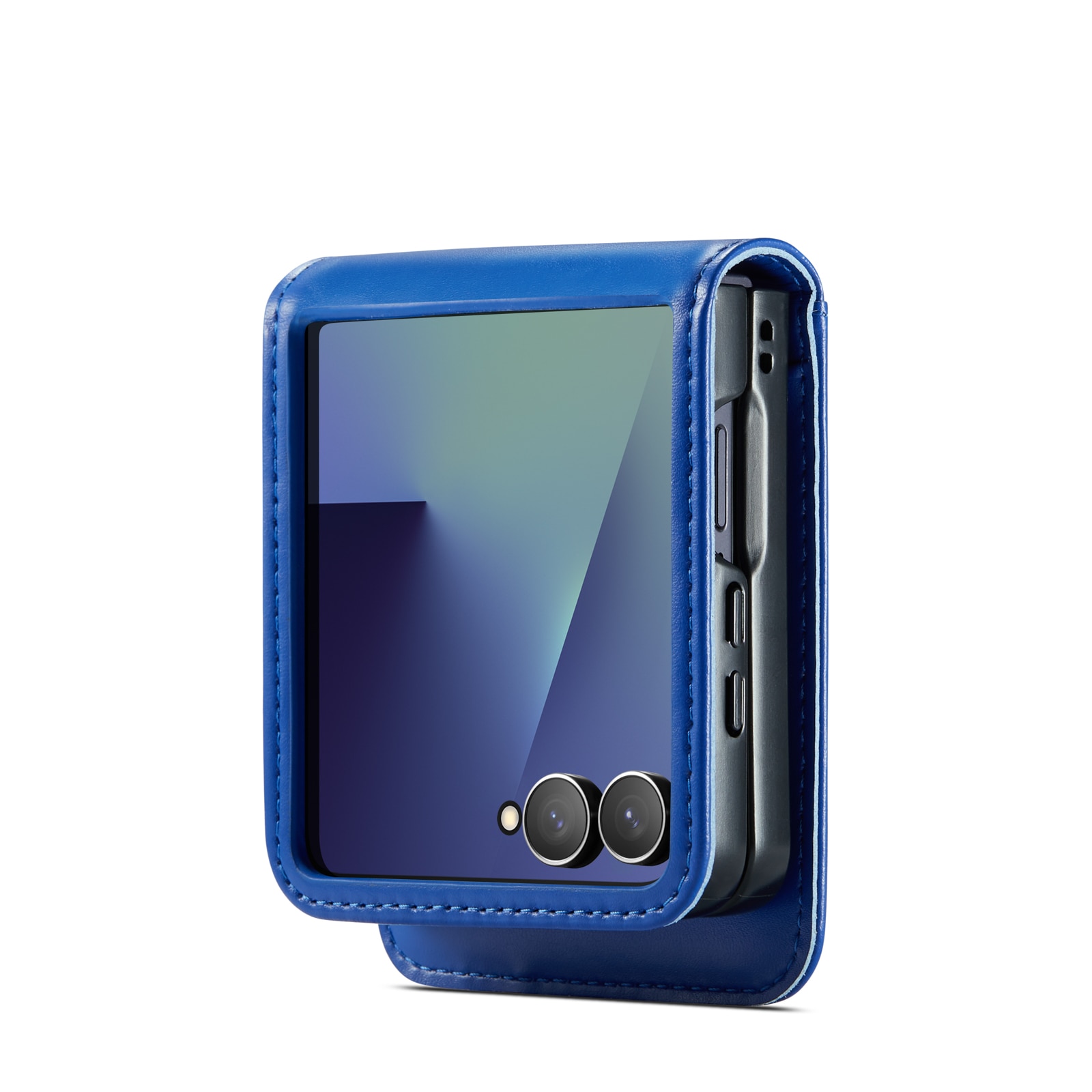 Custodia a portafoglio in vera pelle Samsung Galaxy Z Flip 7, Blu