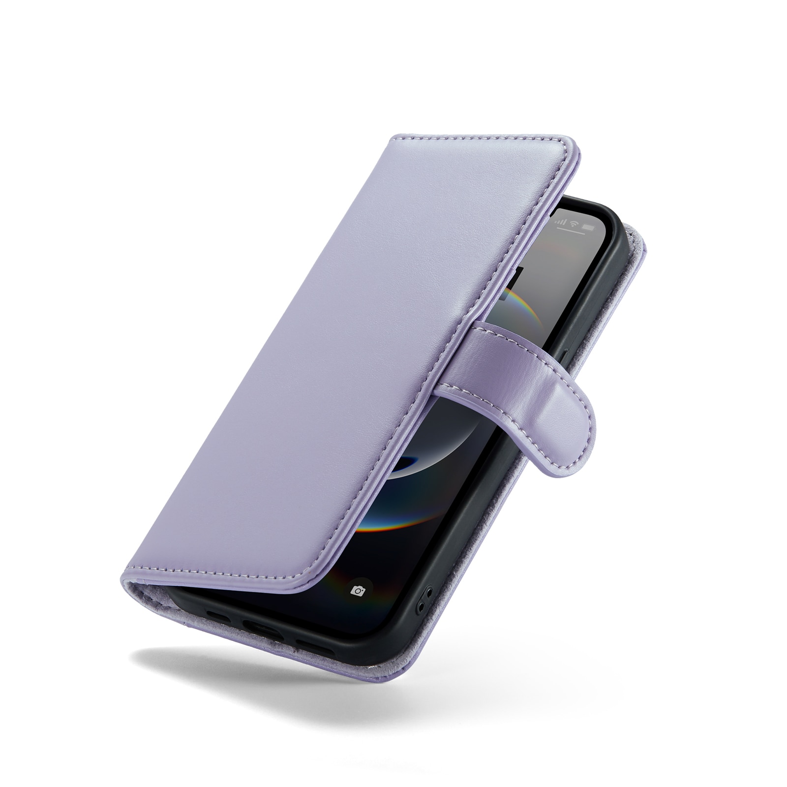 Custodia a portafoglio in vera pelle iPhone 16e, Viola