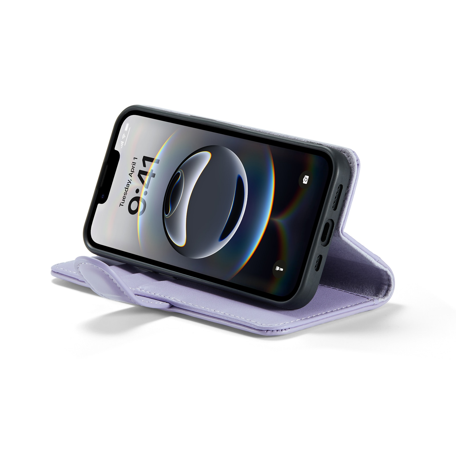 Custodia a portafoglio in vera pelle iPhone 16e, Viola