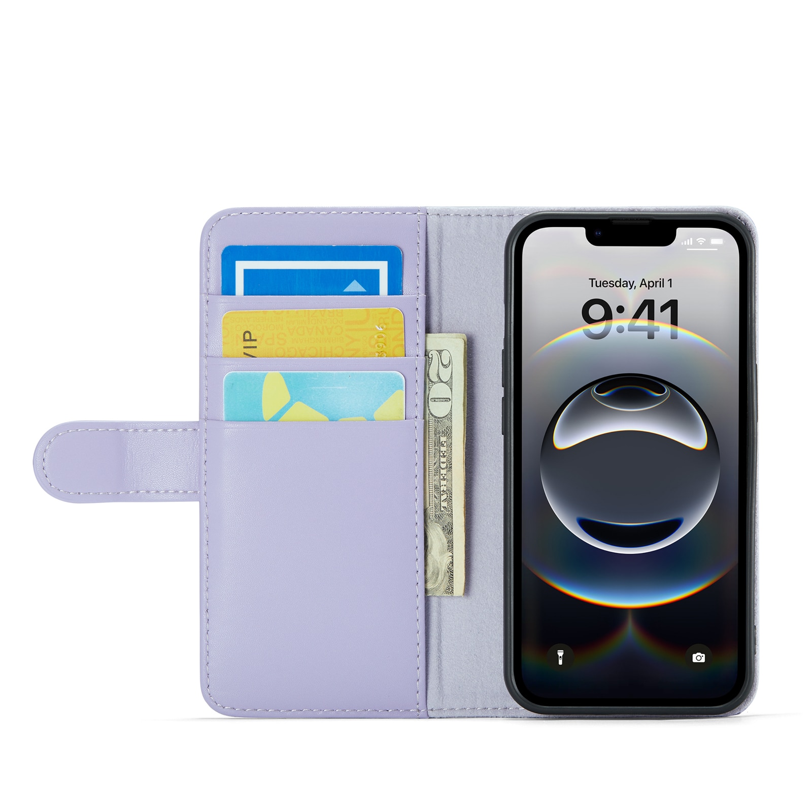 Custodia a portafoglio in vera pelle iPhone 16e, Viola