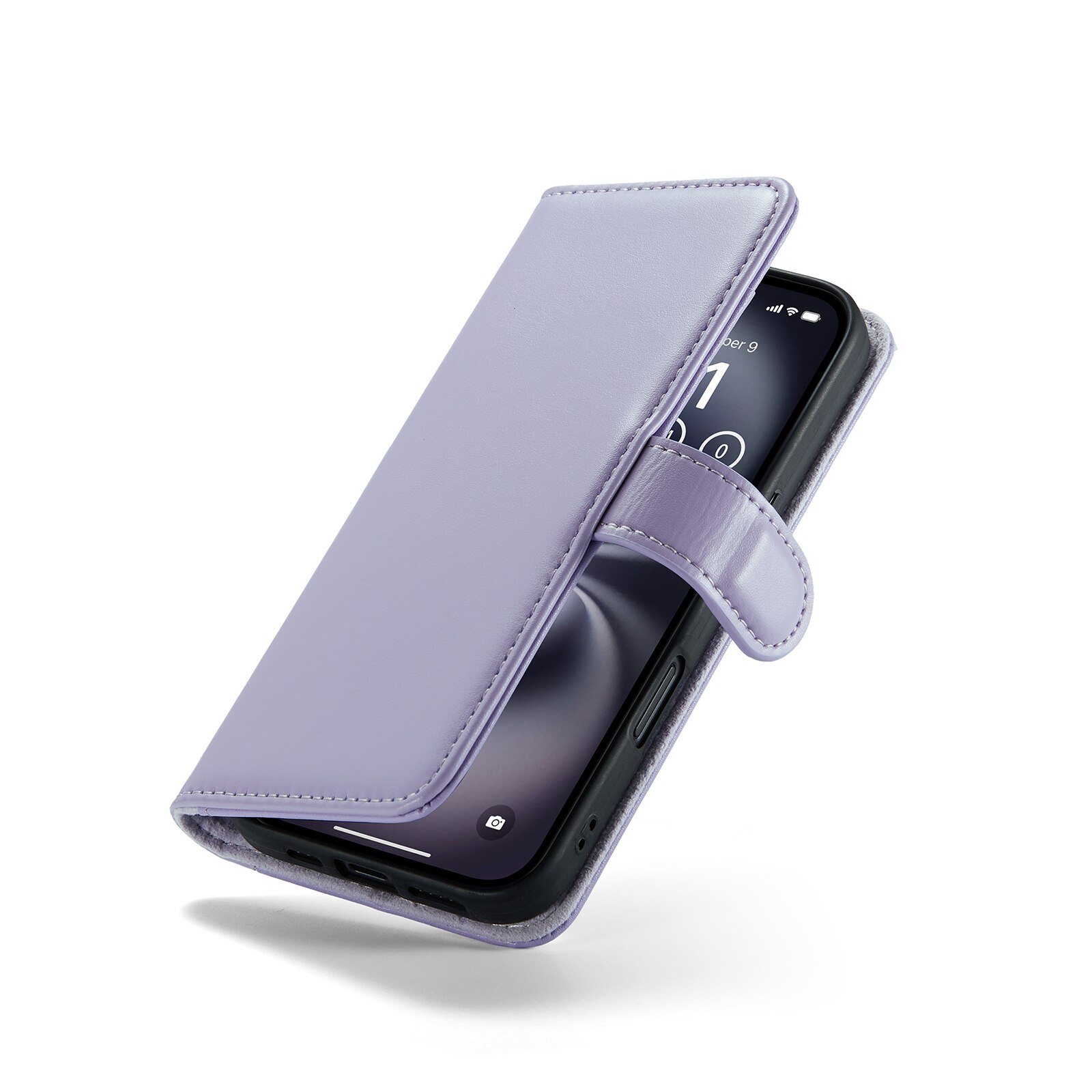 Custodia a portafoglio in vera pelle iPhone 16, Viola