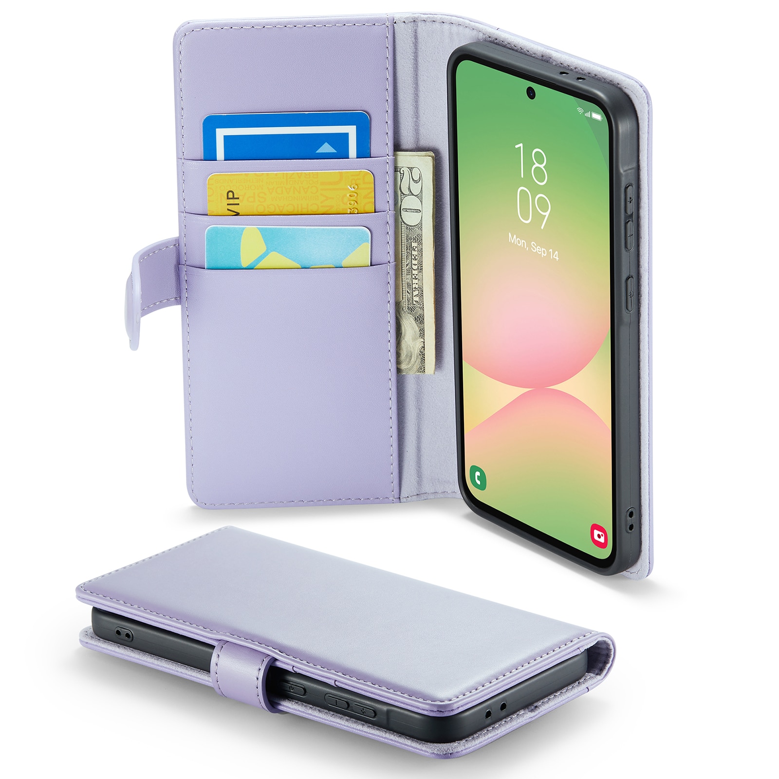 Custodia a portafoglio in vera pelle Samsung Galaxy A56, Viola