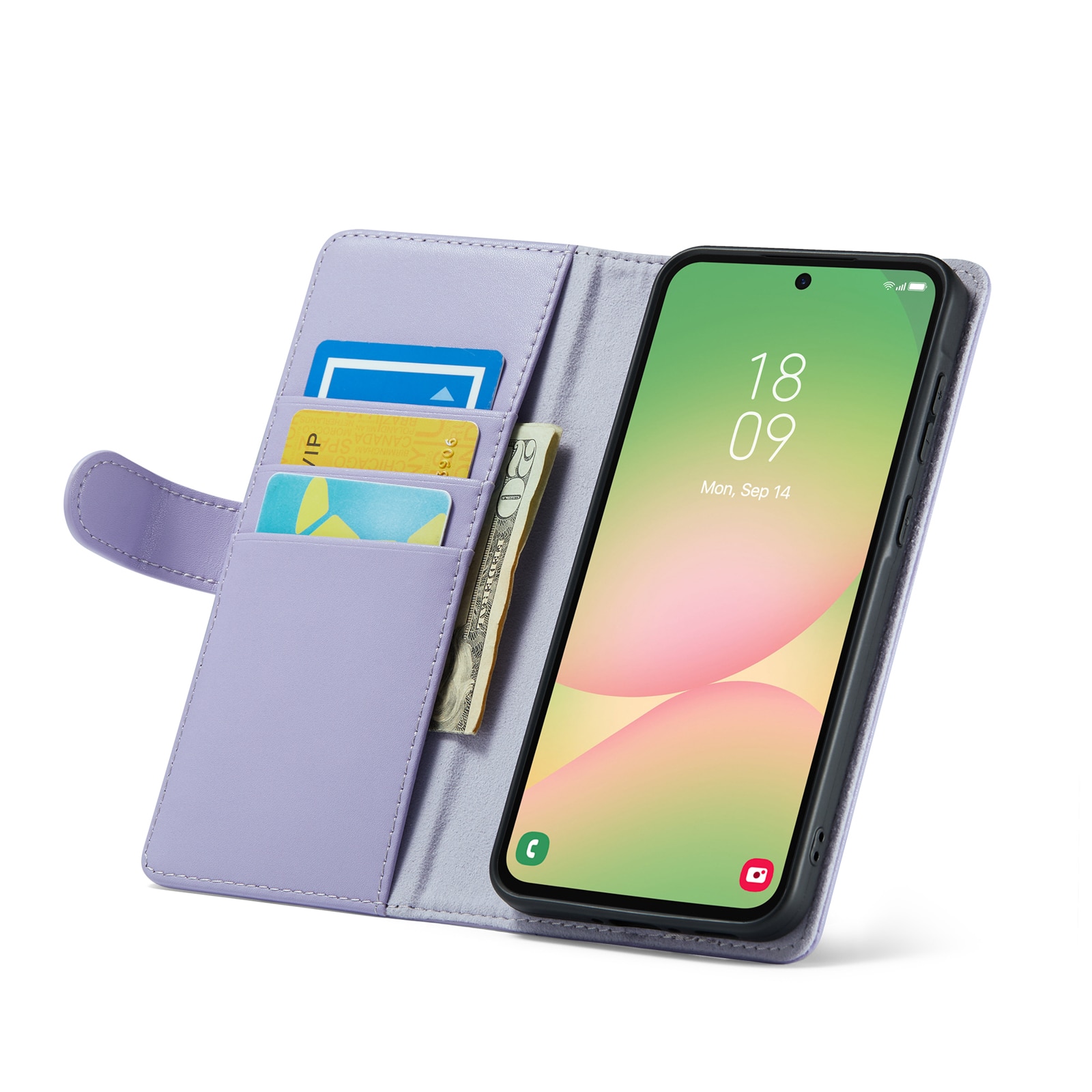 Custodia a portafoglio in vera pelle Samsung Galaxy A56, Viola