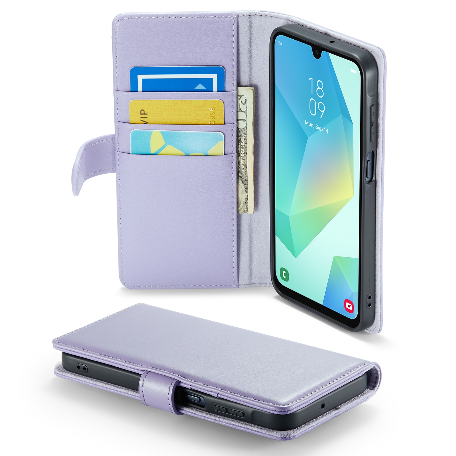 Custodia a portafoglio in vera pelle Samsung Galaxy A16, Viola