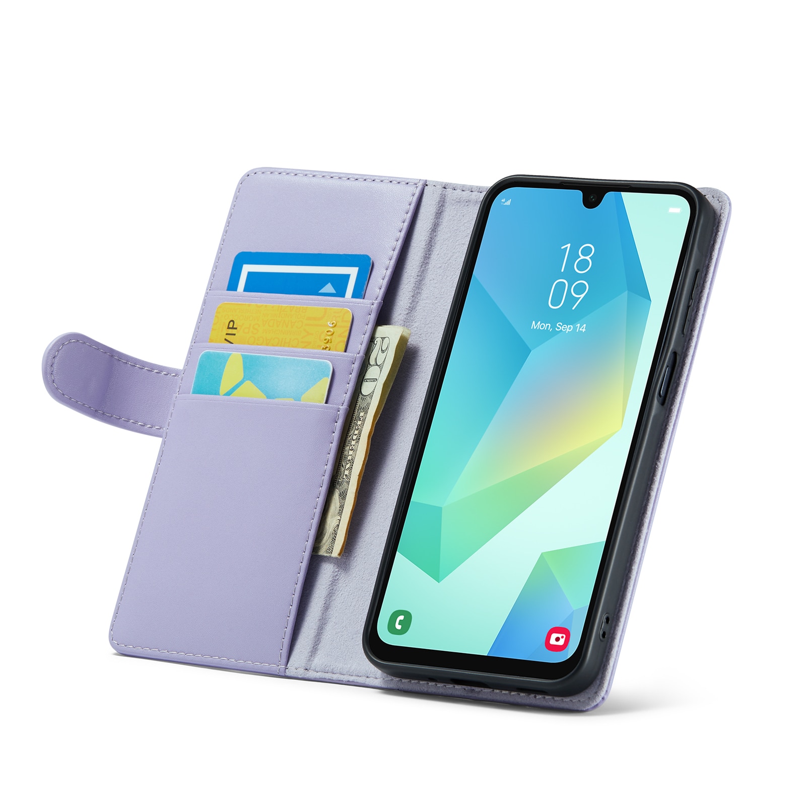 Custodia a portafoglio in vera pelle Samsung Galaxy A16, Viola