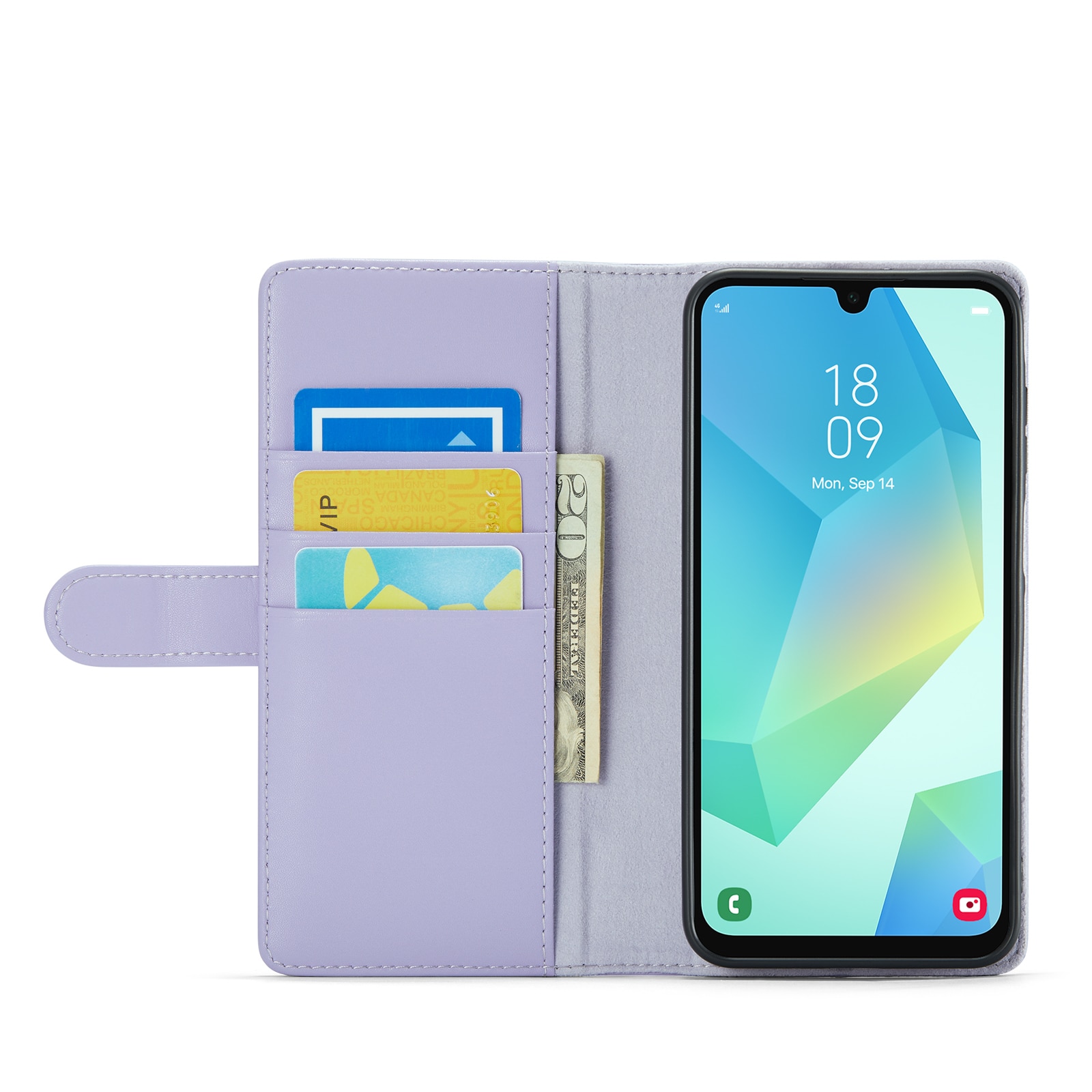 Custodia a portafoglio in vera pelle Samsung Galaxy A16, Viola
