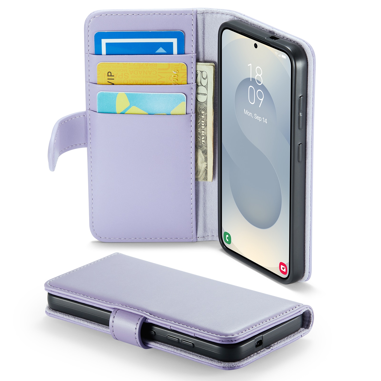 Custodia a portafoglio in vera pelle Samsung Galaxy A17, Viola