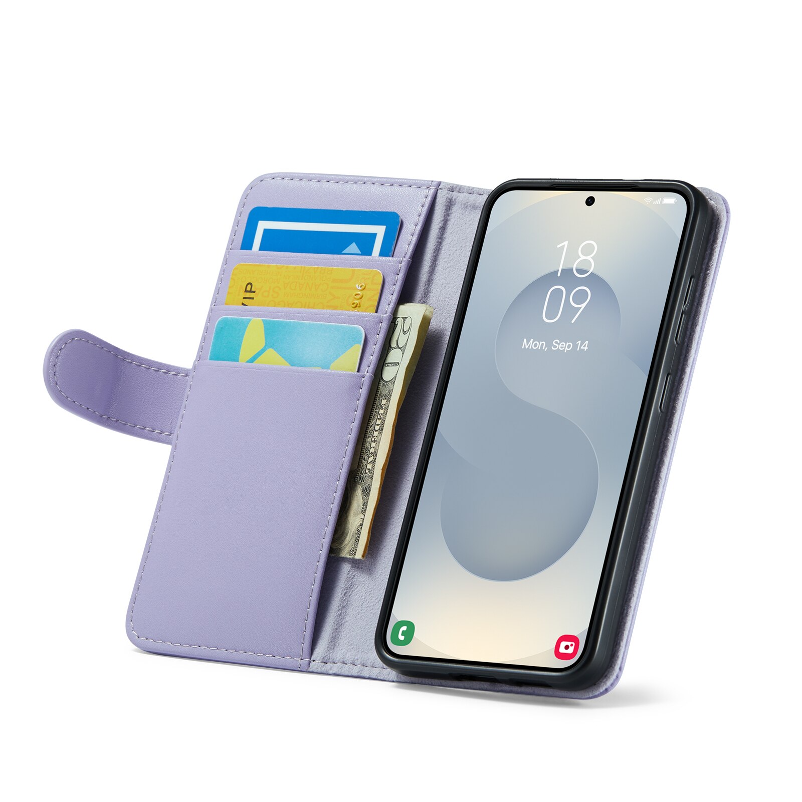 Custodia a portafoglio in vera pelle Samsung Galaxy A17, Viola
