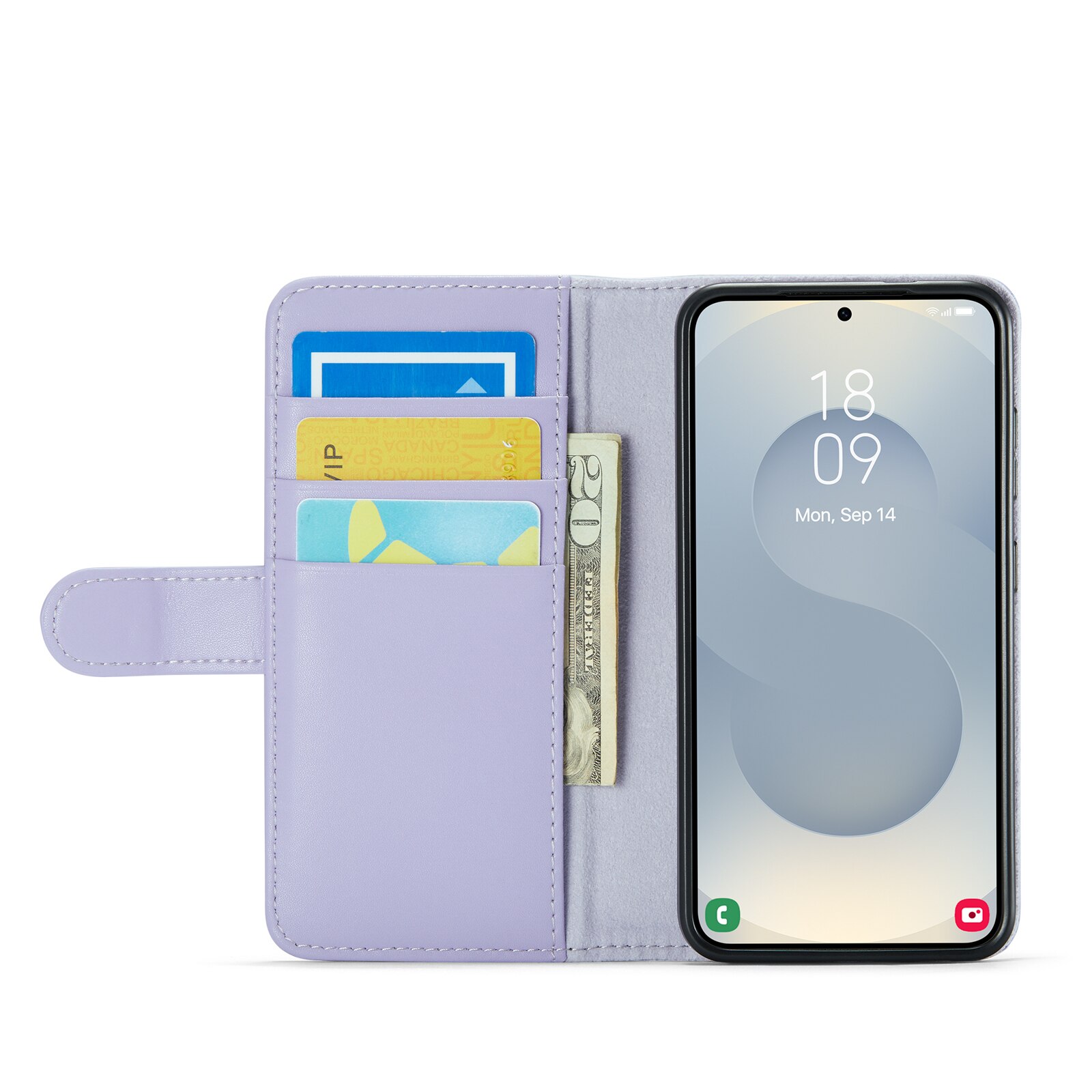 Custodia a portafoglio in vera pelle Samsung Galaxy A17, Viola