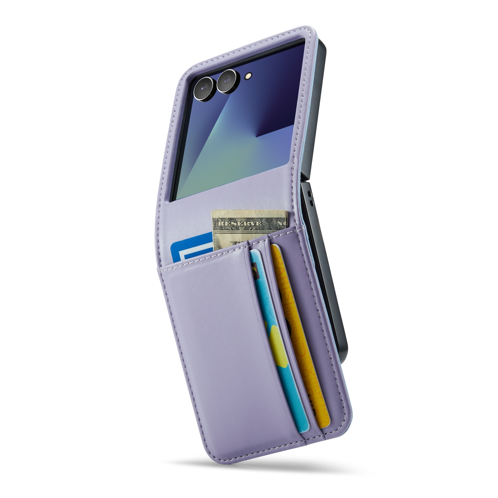 Custodia a portafoglio in vera pelle Samsung Galaxy Z Flip 7, Viola
