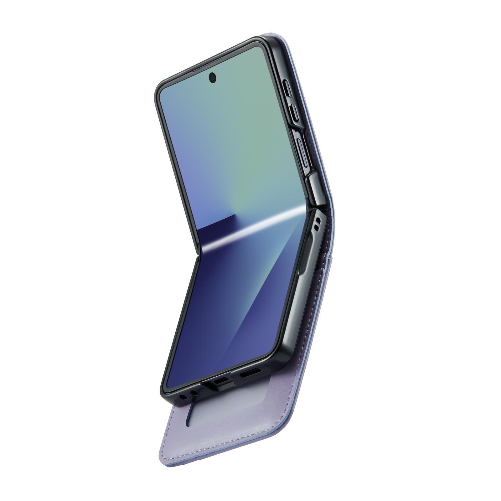 Custodia a portafoglio in vera pelle Samsung Galaxy Z Flip 7, Viola