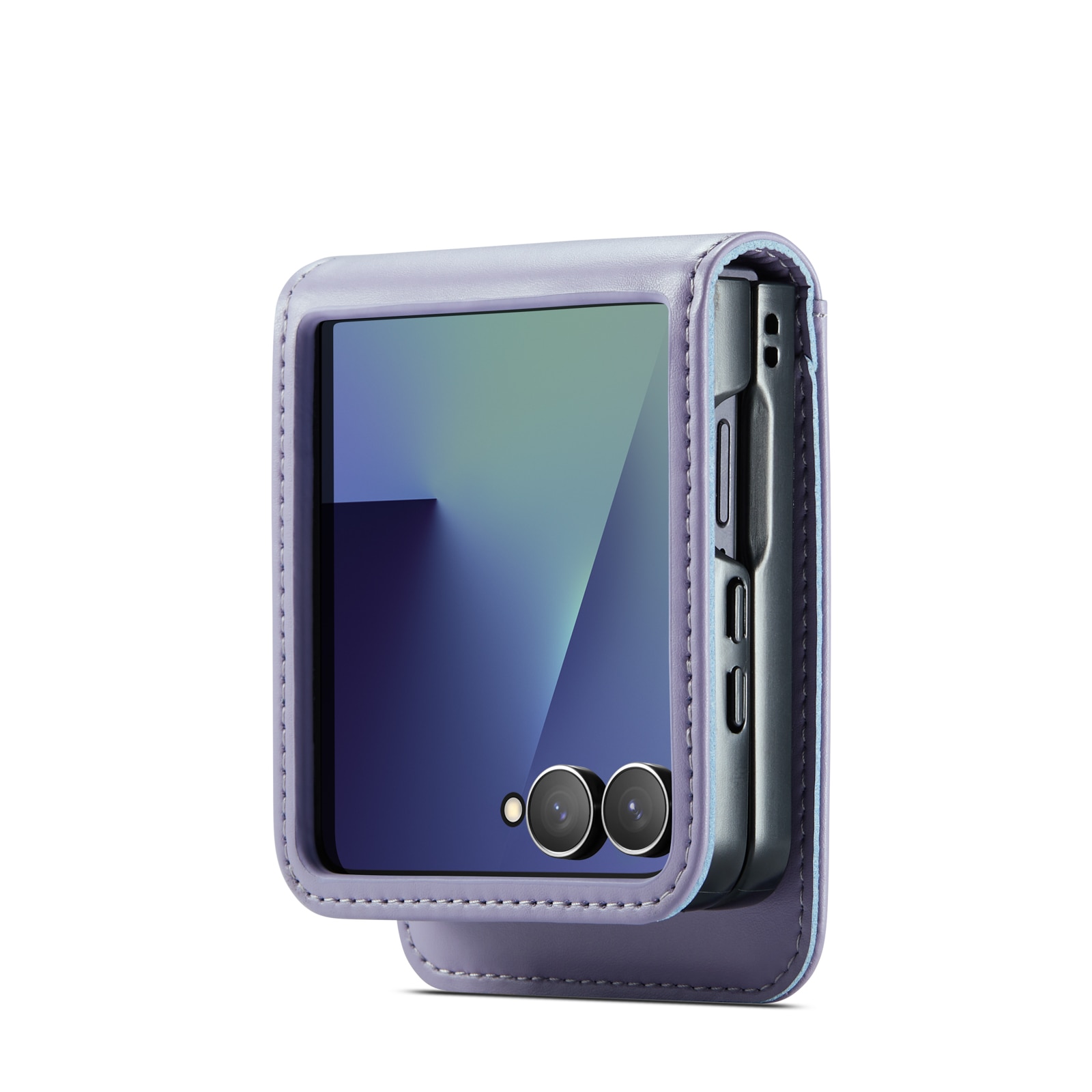 Custodia a portafoglio in vera pelle Samsung Galaxy Z Flip 7, Viola
