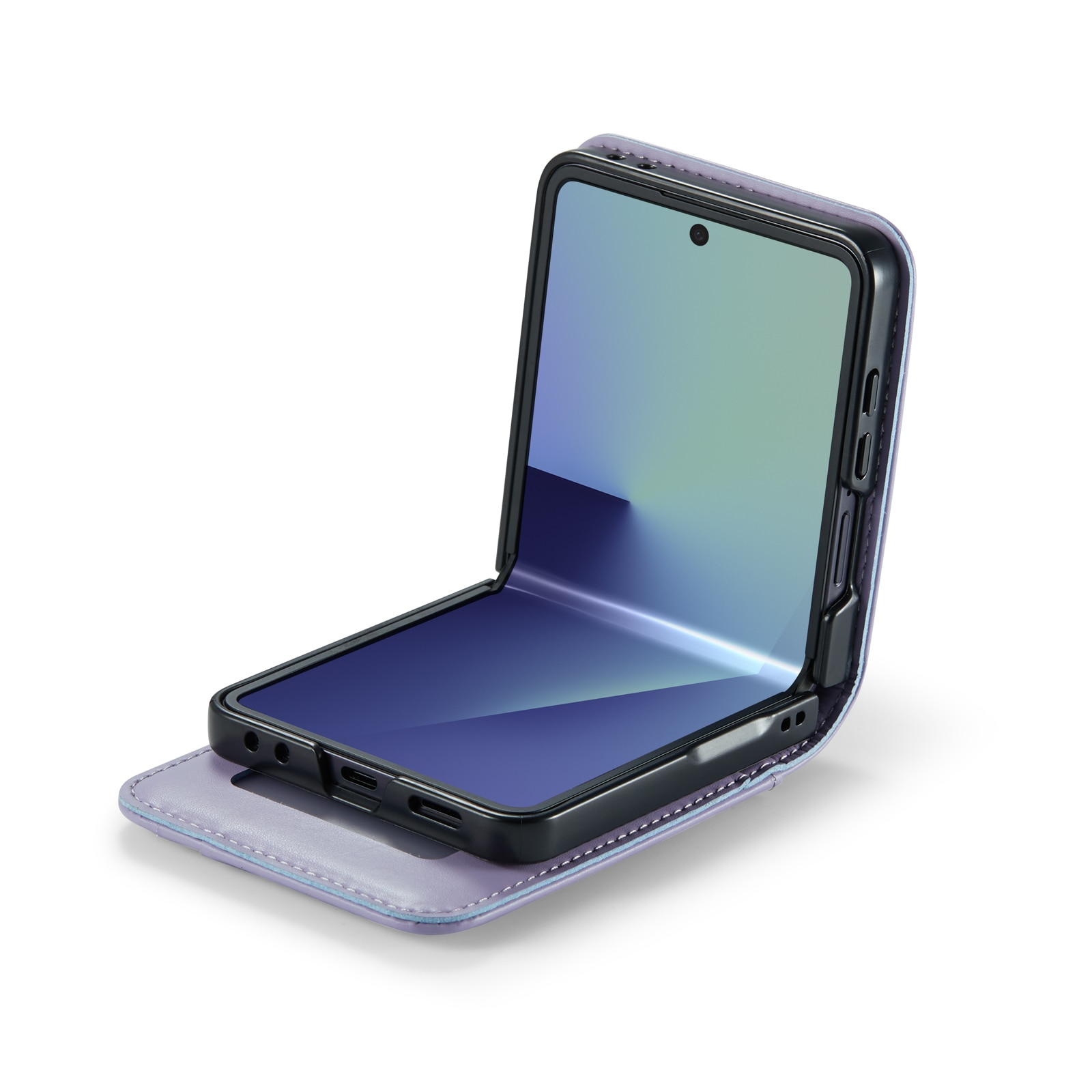 Custodia a portafoglio in vera pelle Samsung Galaxy Z Flip 7, Viola