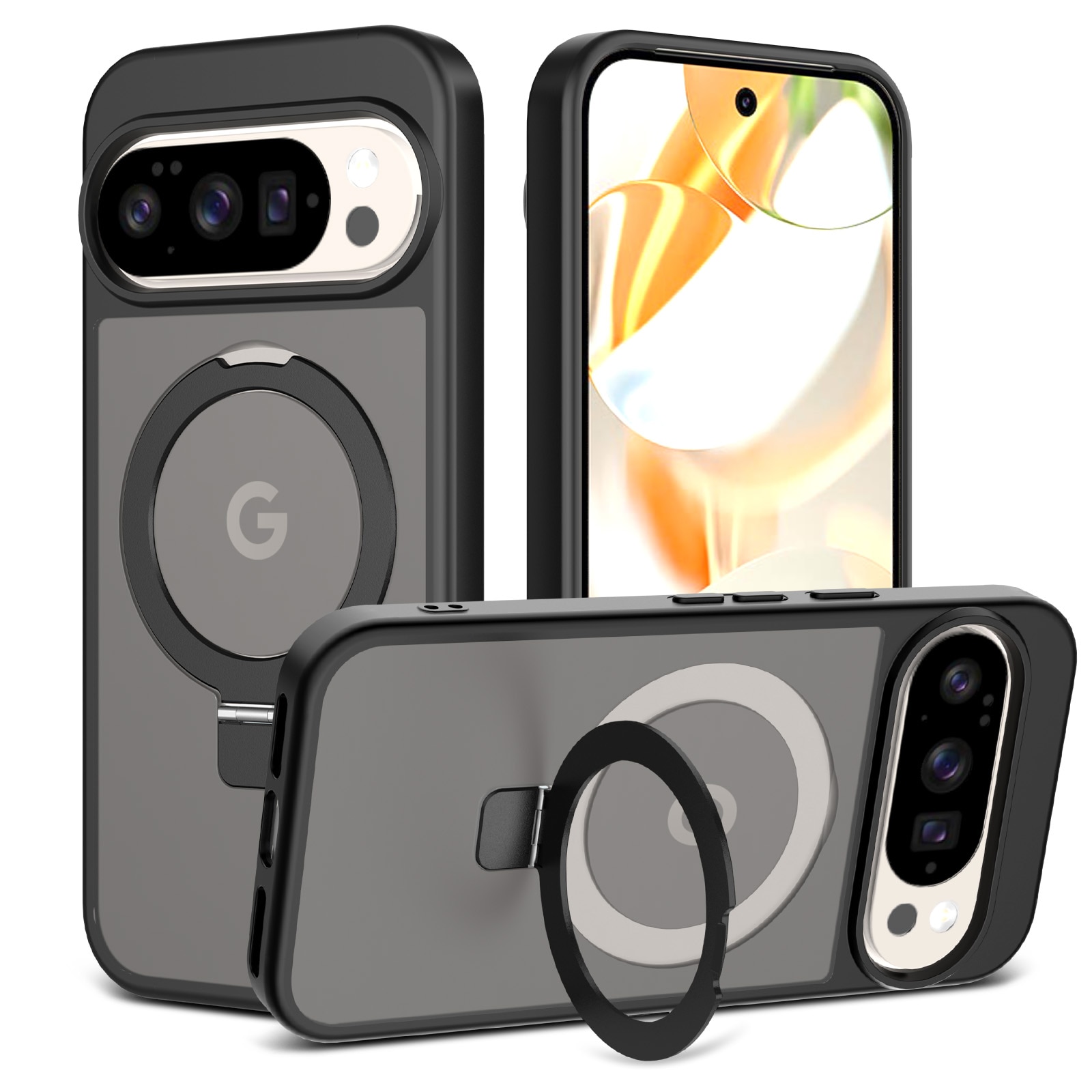 Cover ibride con Magnetic Ring Google Pixel 9 Nero