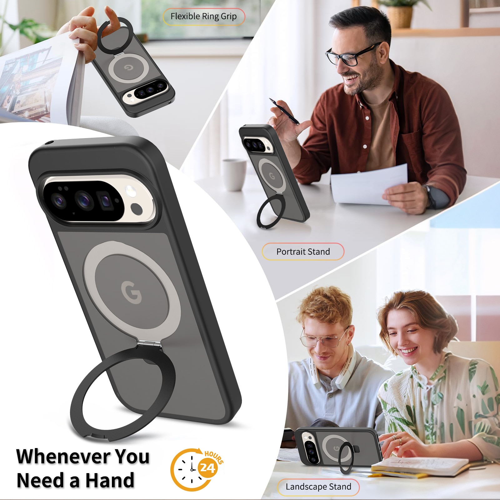 Cover ibride con Magnetic Ring Google Pixel 9 Nero