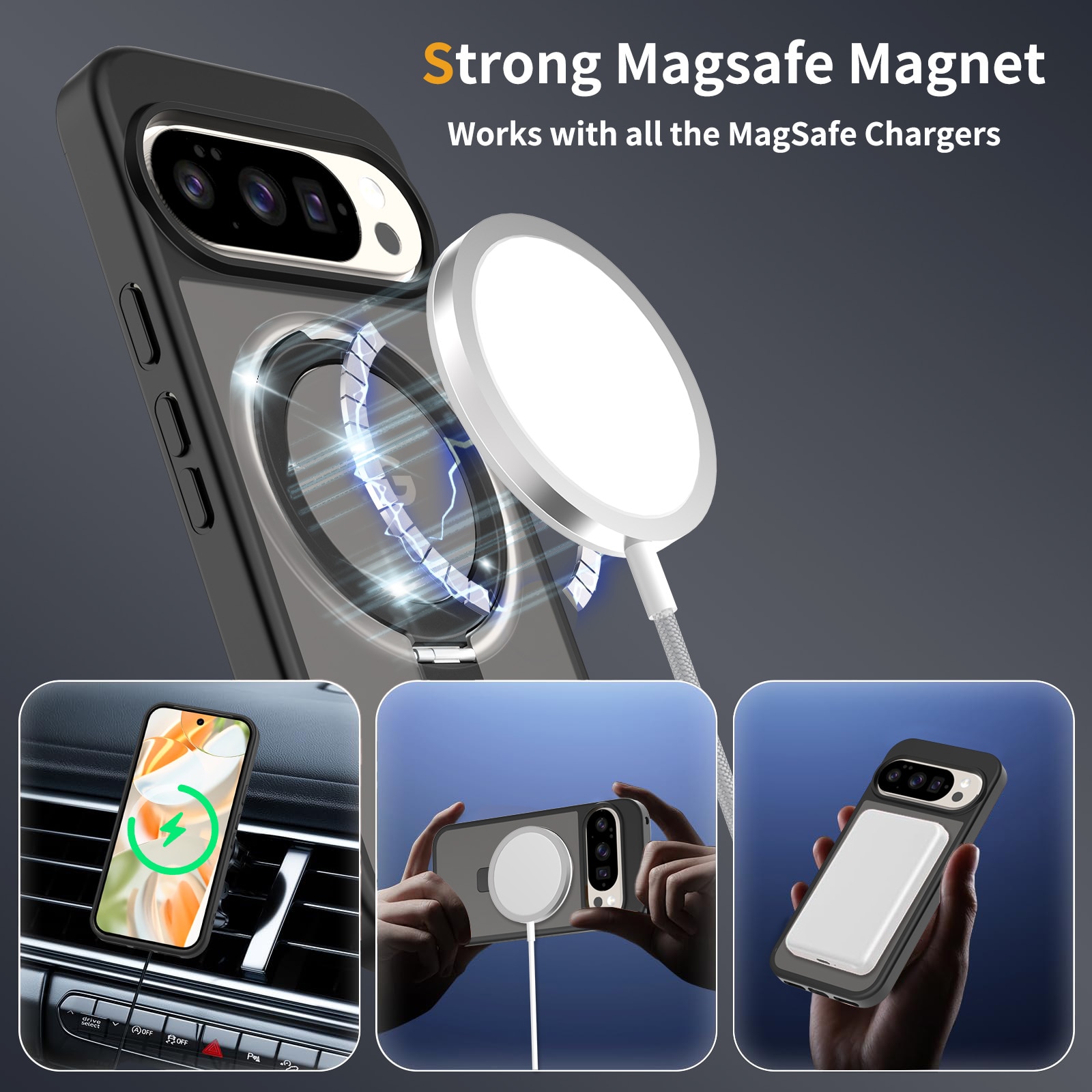 Cover ibride con Magnetic Ring Google Pixel 9 Nero