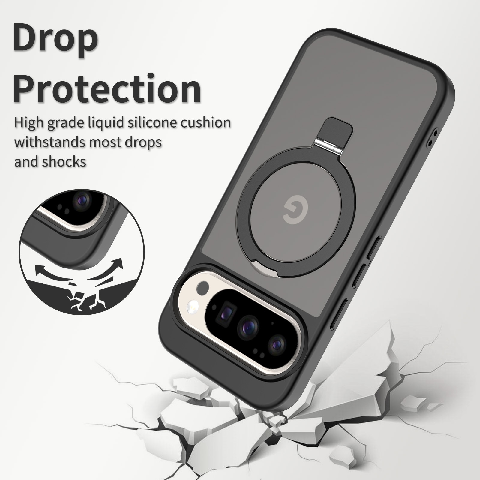 Cover ibride con Magnetic Ring Google Pixel 9 Nero