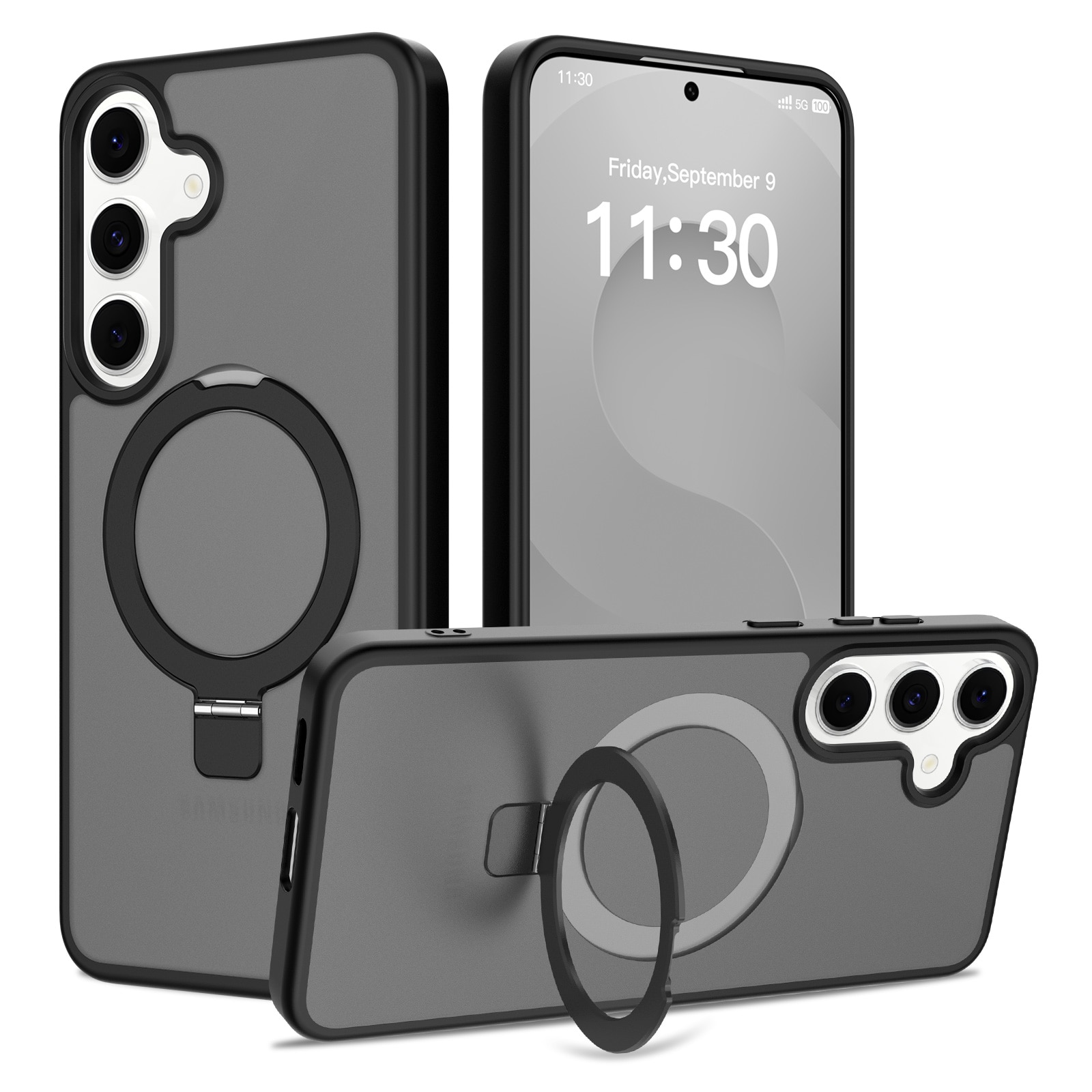 Cover ibride con Magnetic Ring Samsung Galaxy S25 FE Nero