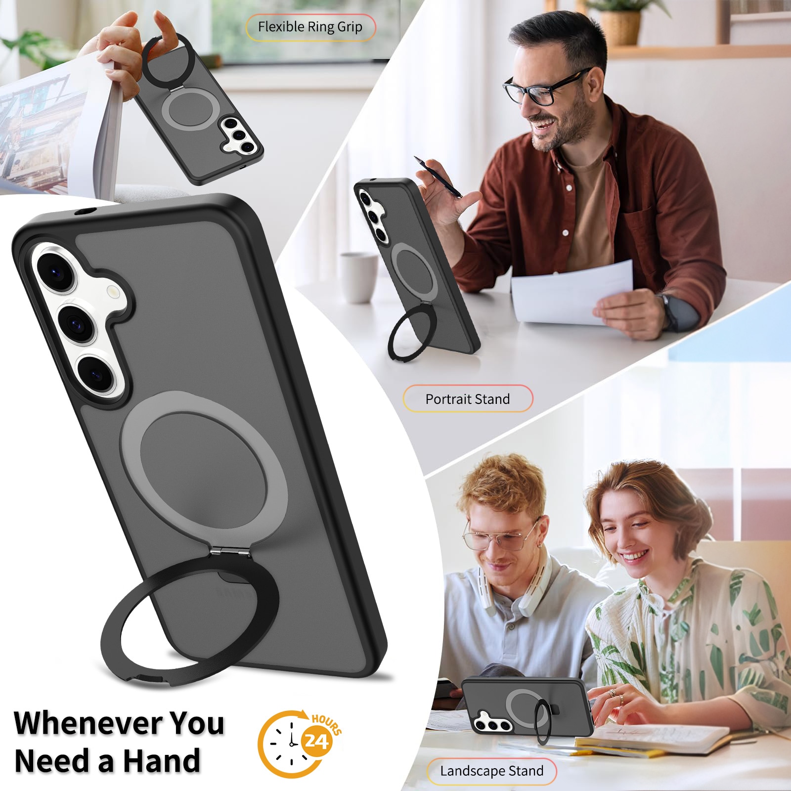 Cover ibride con Magnetic Ring Samsung Galaxy S25 FE Nero