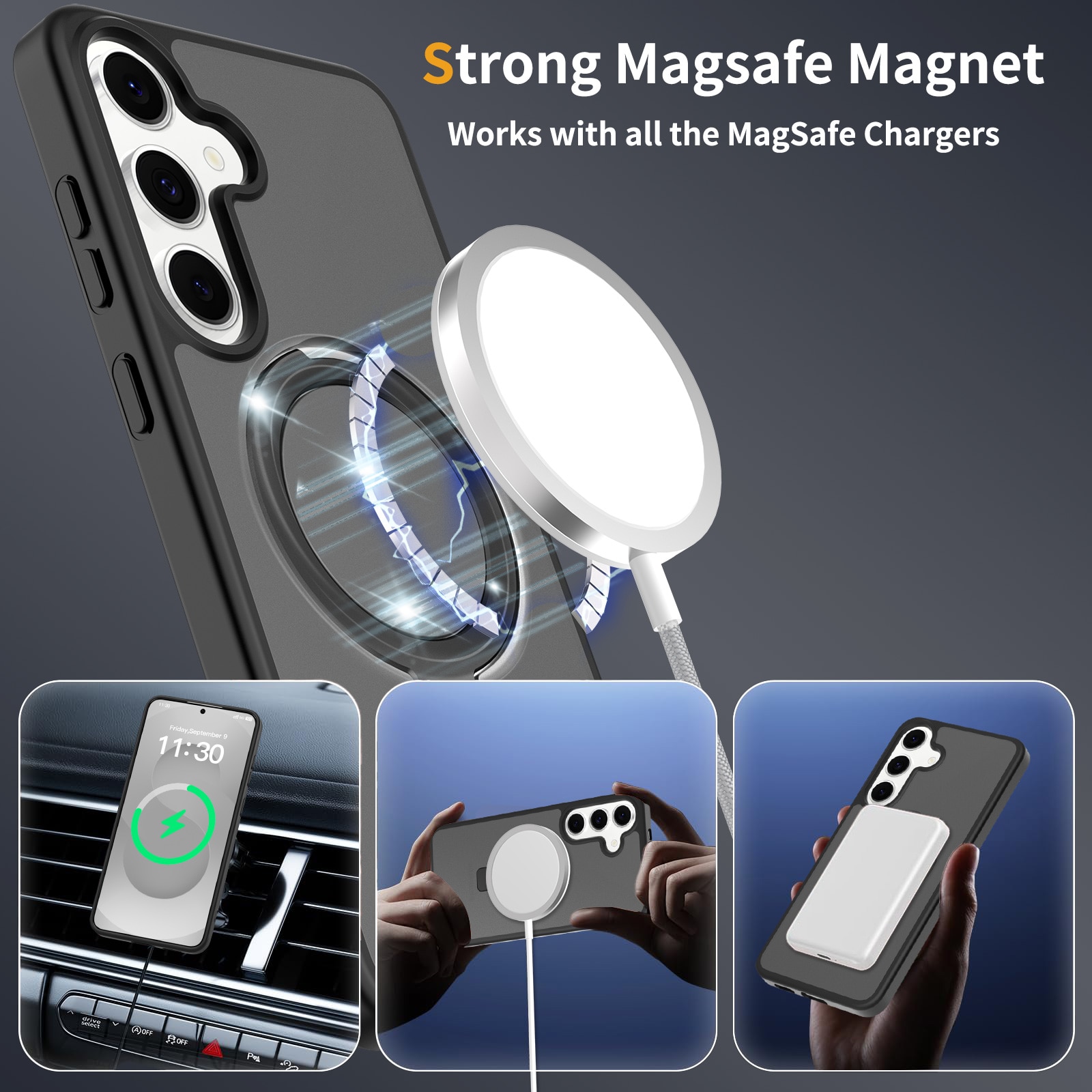 Cover ibride con Magnetic Ring Samsung Galaxy S25 FE Nero