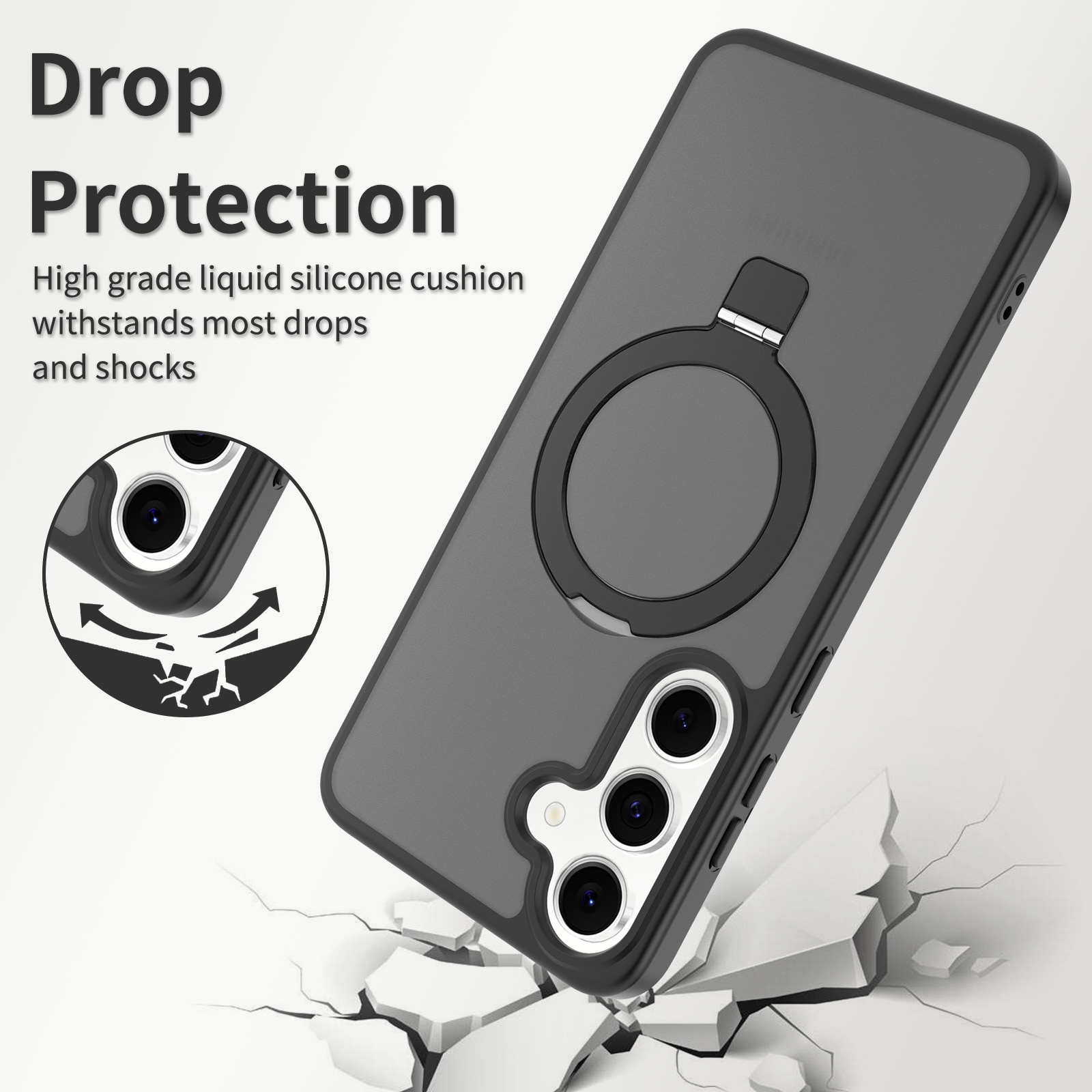 Cover ibride con Magnetic Ring Samsung Galaxy S25 FE Nero