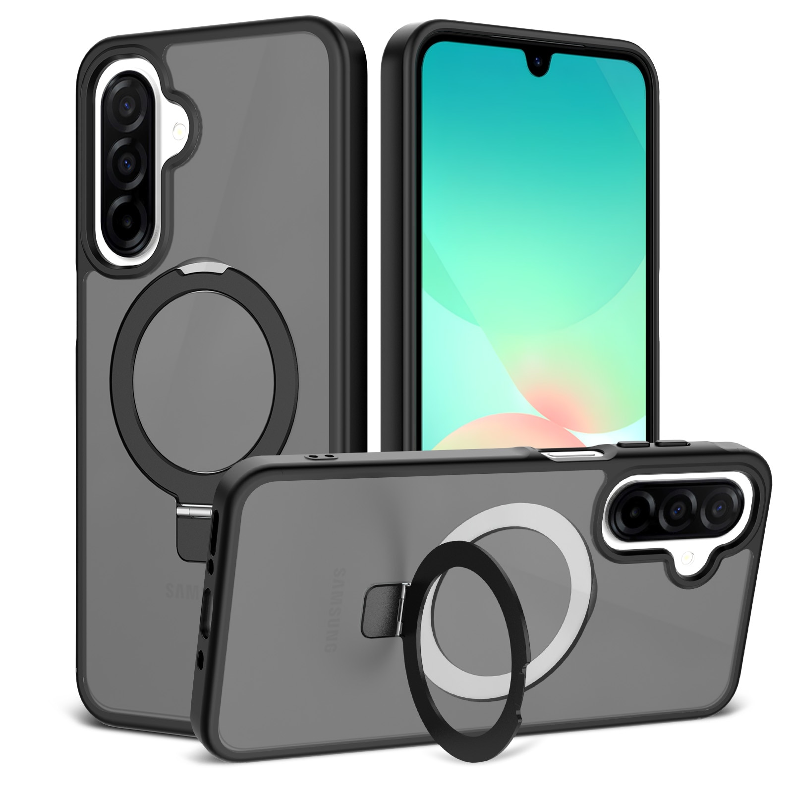 Cover ibride con Magnetic Ring Samsung Galaxy A17 Nero