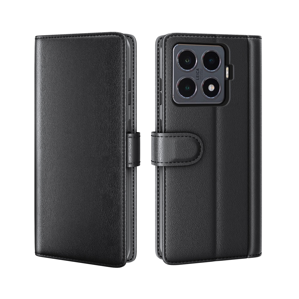 Custodia a portafoglio in vera pelle Xiaomi 15T, Nero