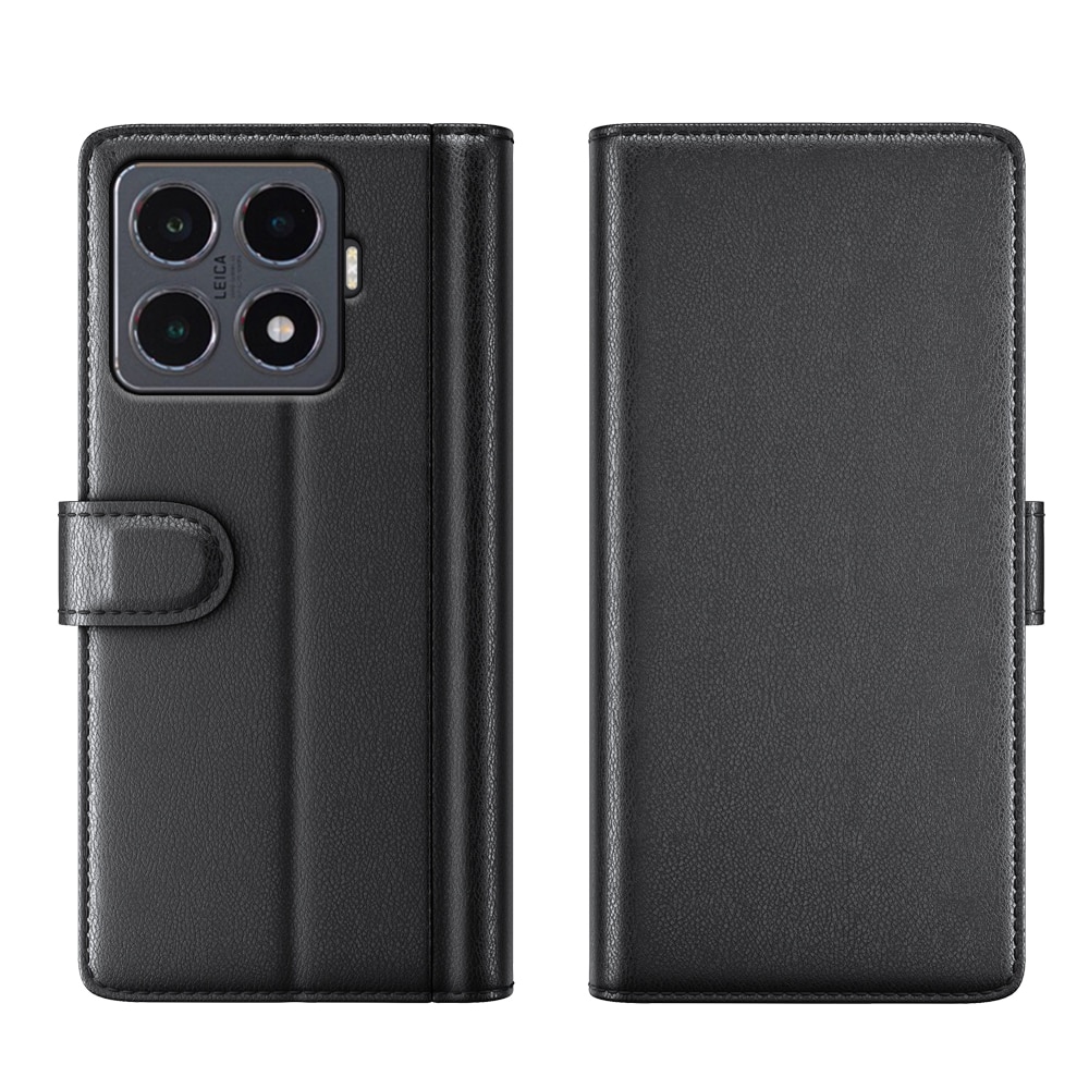 Custodia a portafoglio in vera pelle Xiaomi 15T, Nero