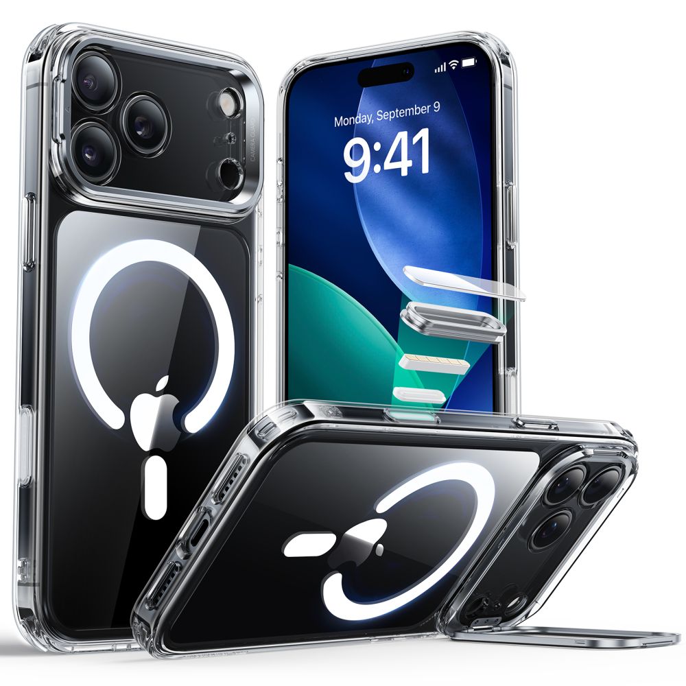 Classic Kickstand Halolock MagSafe iPhone 17 Pro Max Trasparente