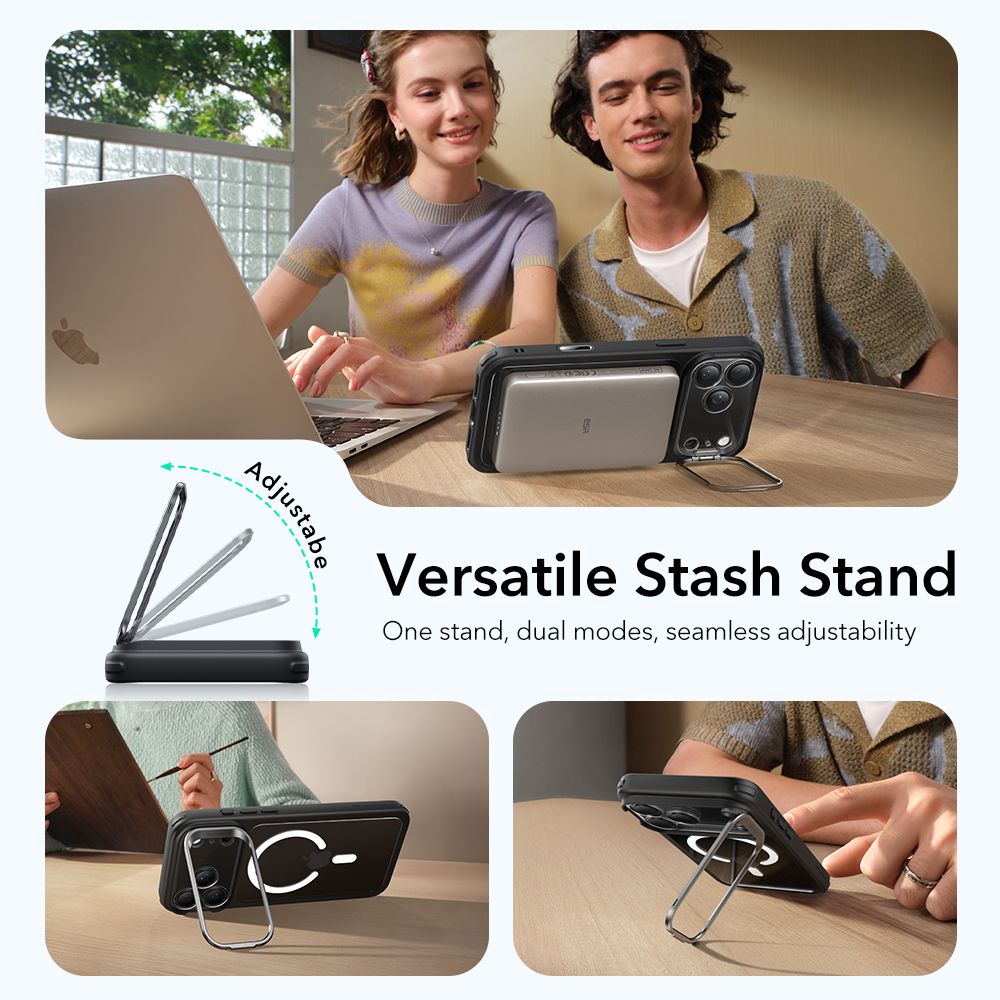 Classic Kickstand Halolock MagSafe iPhone 17 Pro Max Nero/trasparente