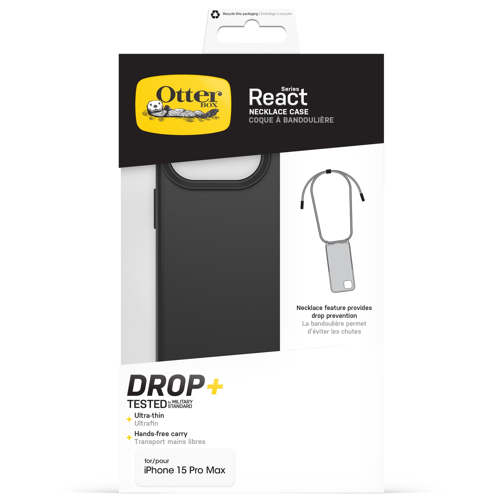 Cover React Necklace MagSafe iPhone 15 Pro Max nero