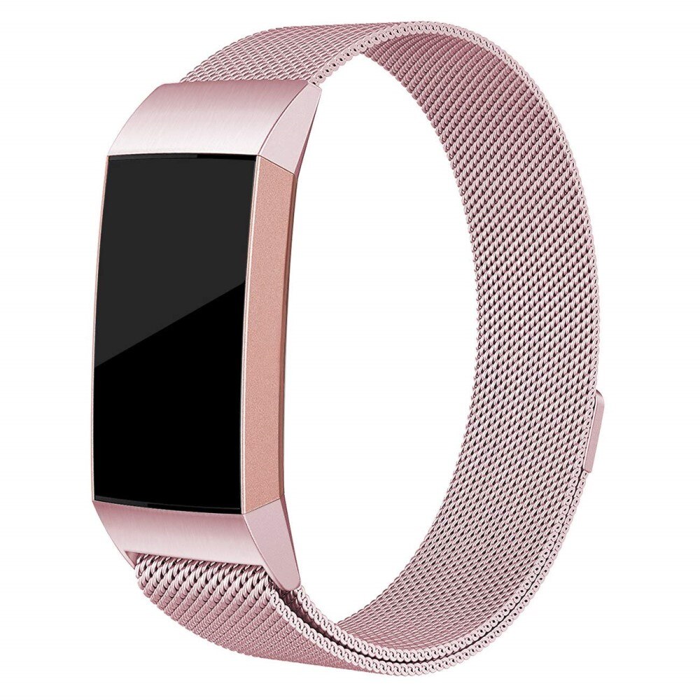 Cinturino in maglia milanese per Fitbit Charge 3/4, rosa dorato