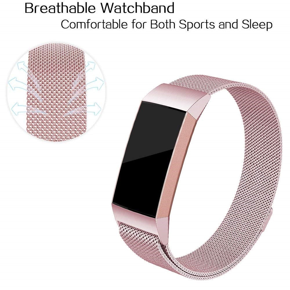 Cinturino in maglia milanese per Fitbit Charge 3/4, rosa dorato