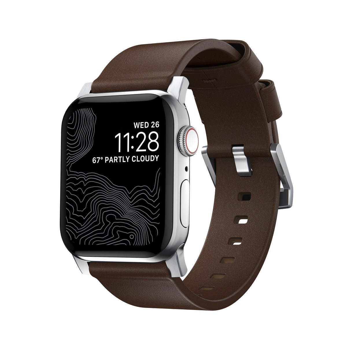 Modern Band Horween Leather Apple Watch 40mm Rustic Brown (Silver Hardware)