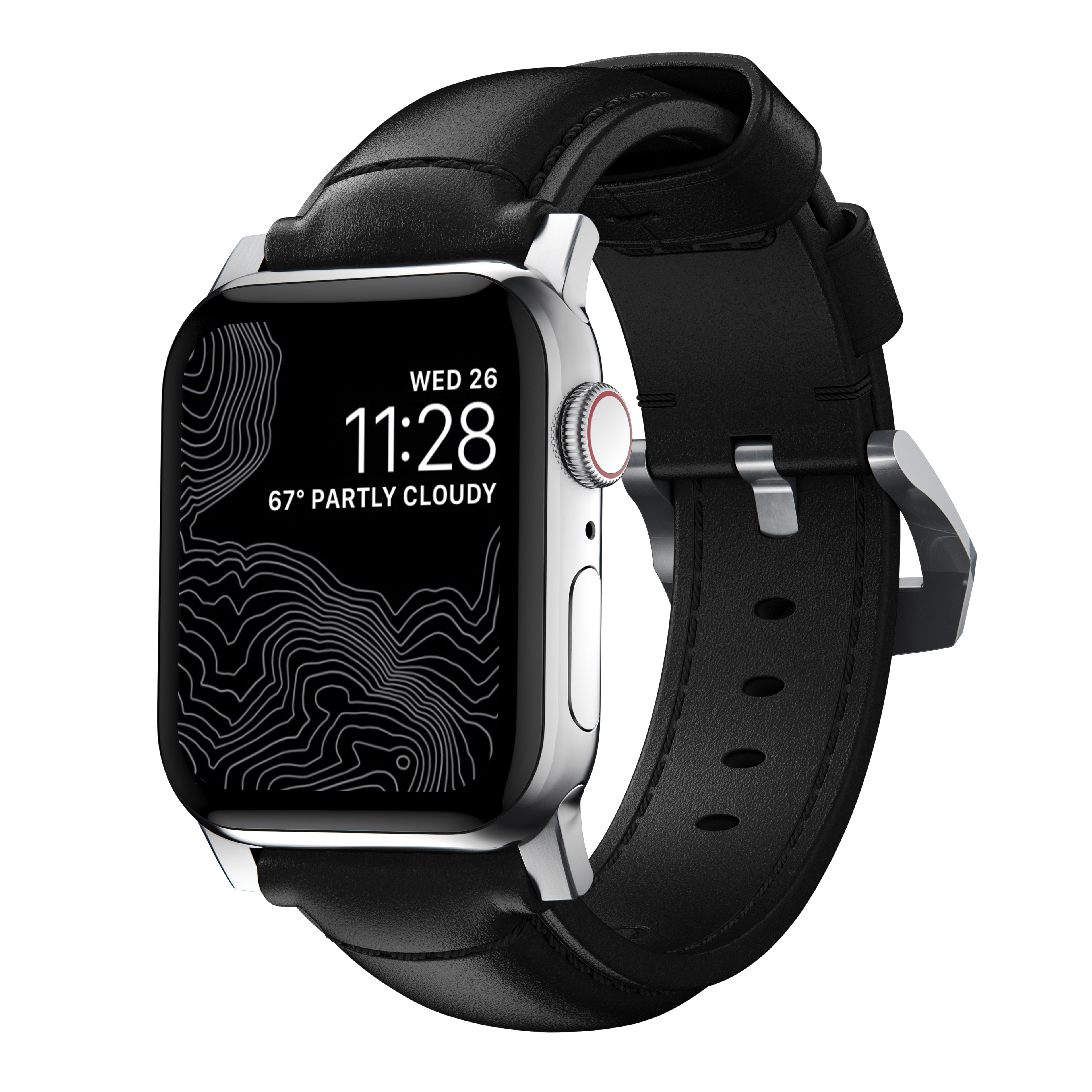 Traditional Band Apple Watch 42/44/45/59 mm Black (Silver Hardware)