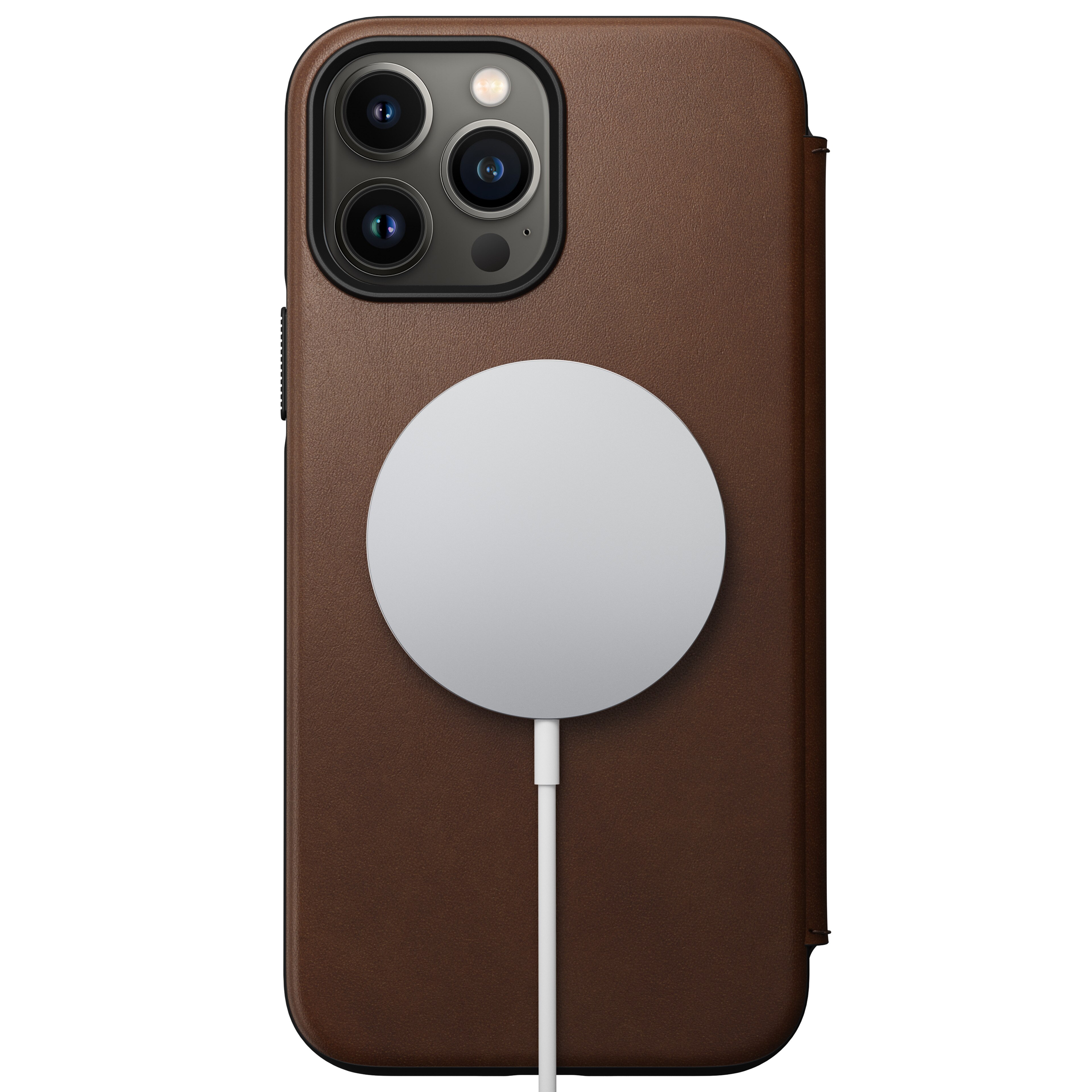 Modern Horween Leather Folio MagSafe iPhone 13 Pro Max Rustic Brown