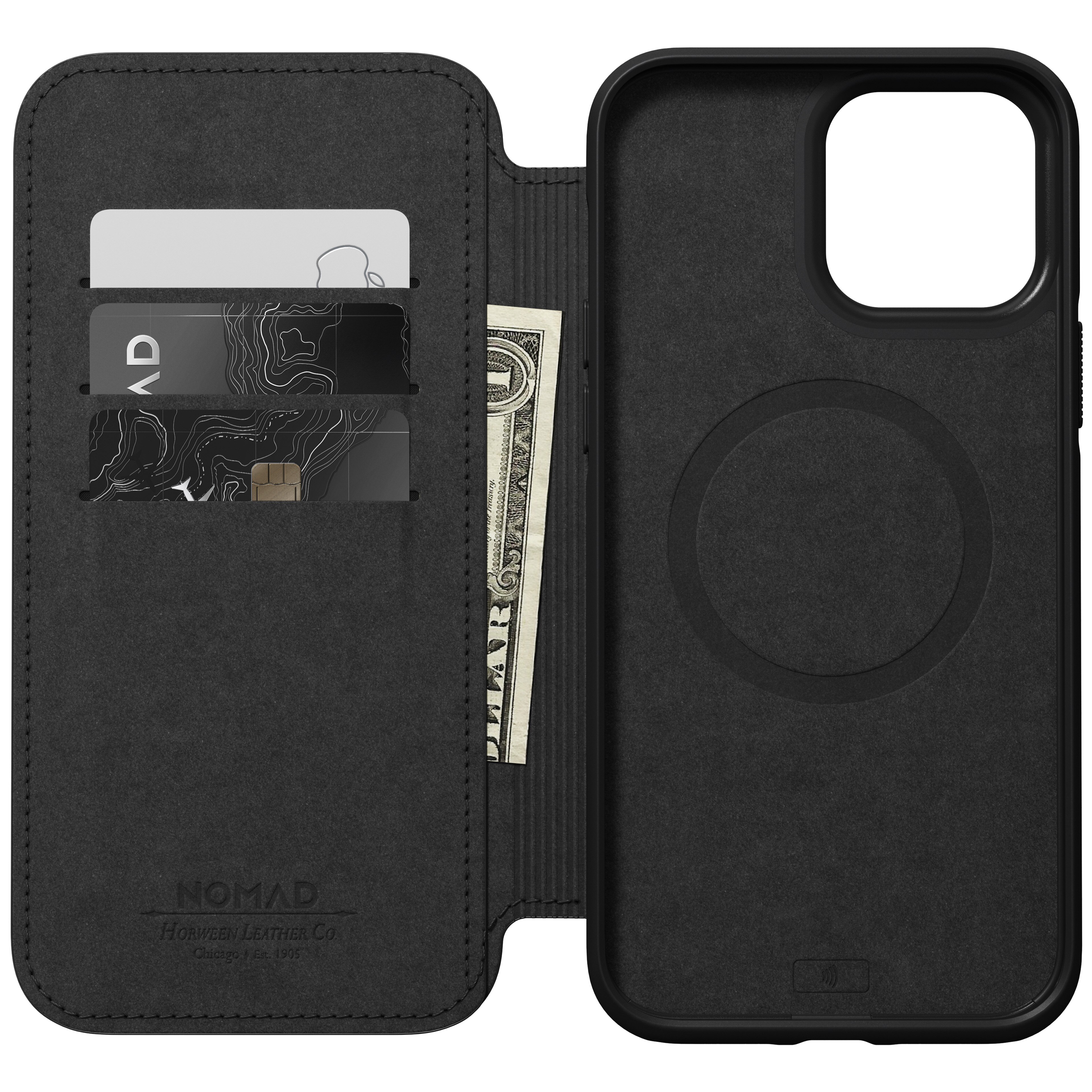 Modern Horween Leather Folio MagSafe iPhone 13 Pro Max Black